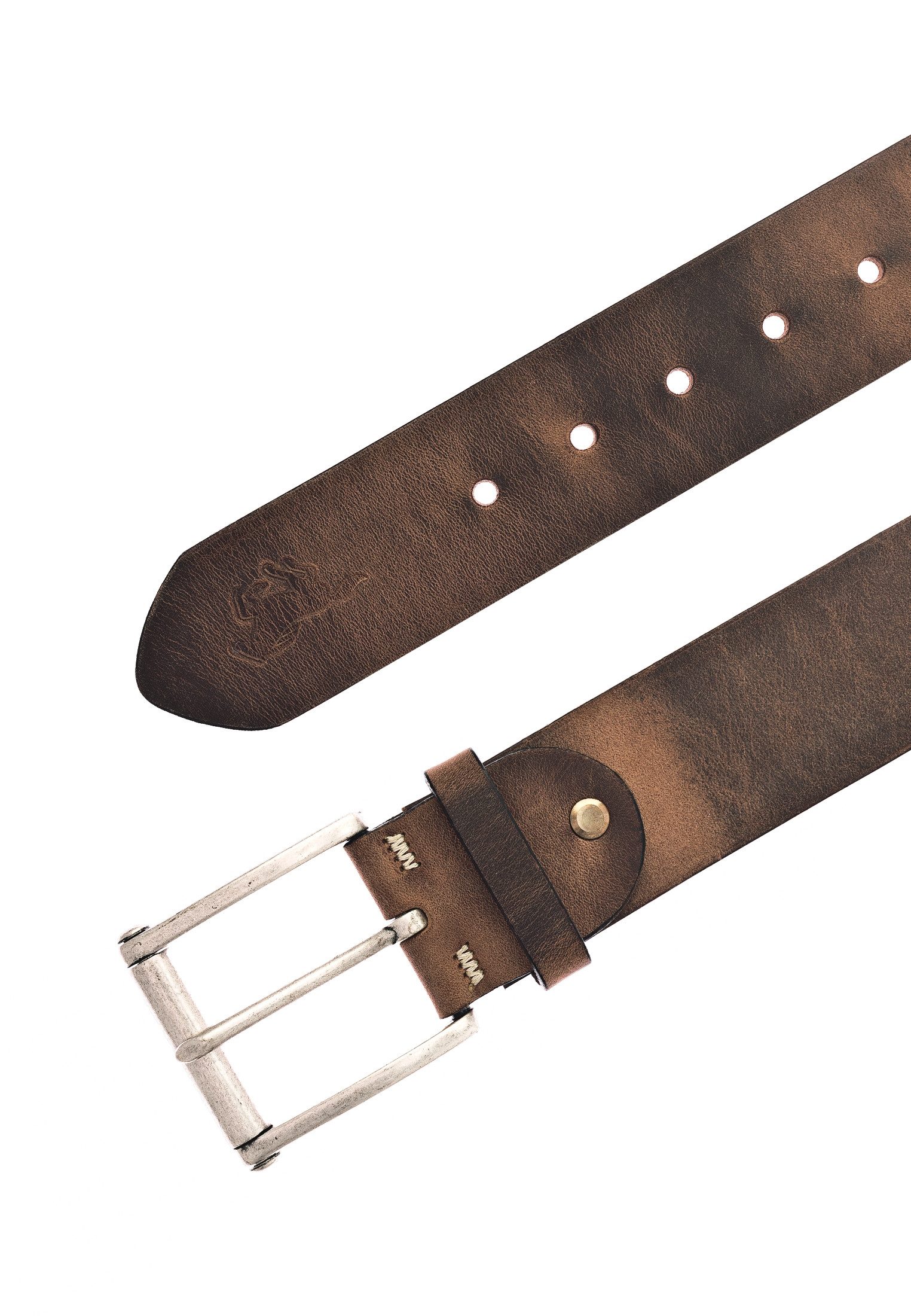 MUSTANG Leren riem Leren riem met vintage karakter en rolgesp, 4,5 cm
