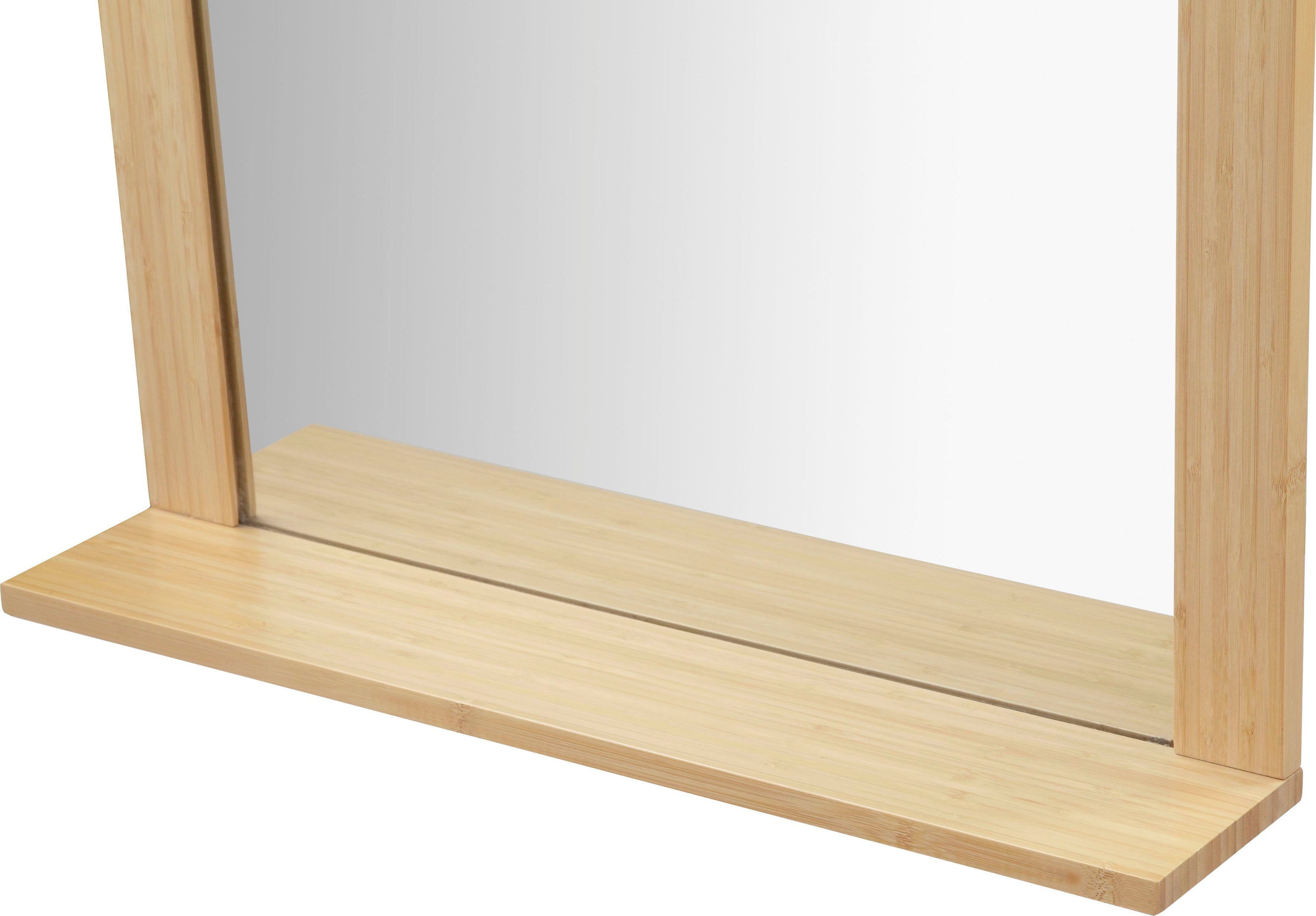 welltime Badspiegel Bali ecru badkamerspiegel spiegelkast Spiegel met planchet rek bamboe breedte 60 cm