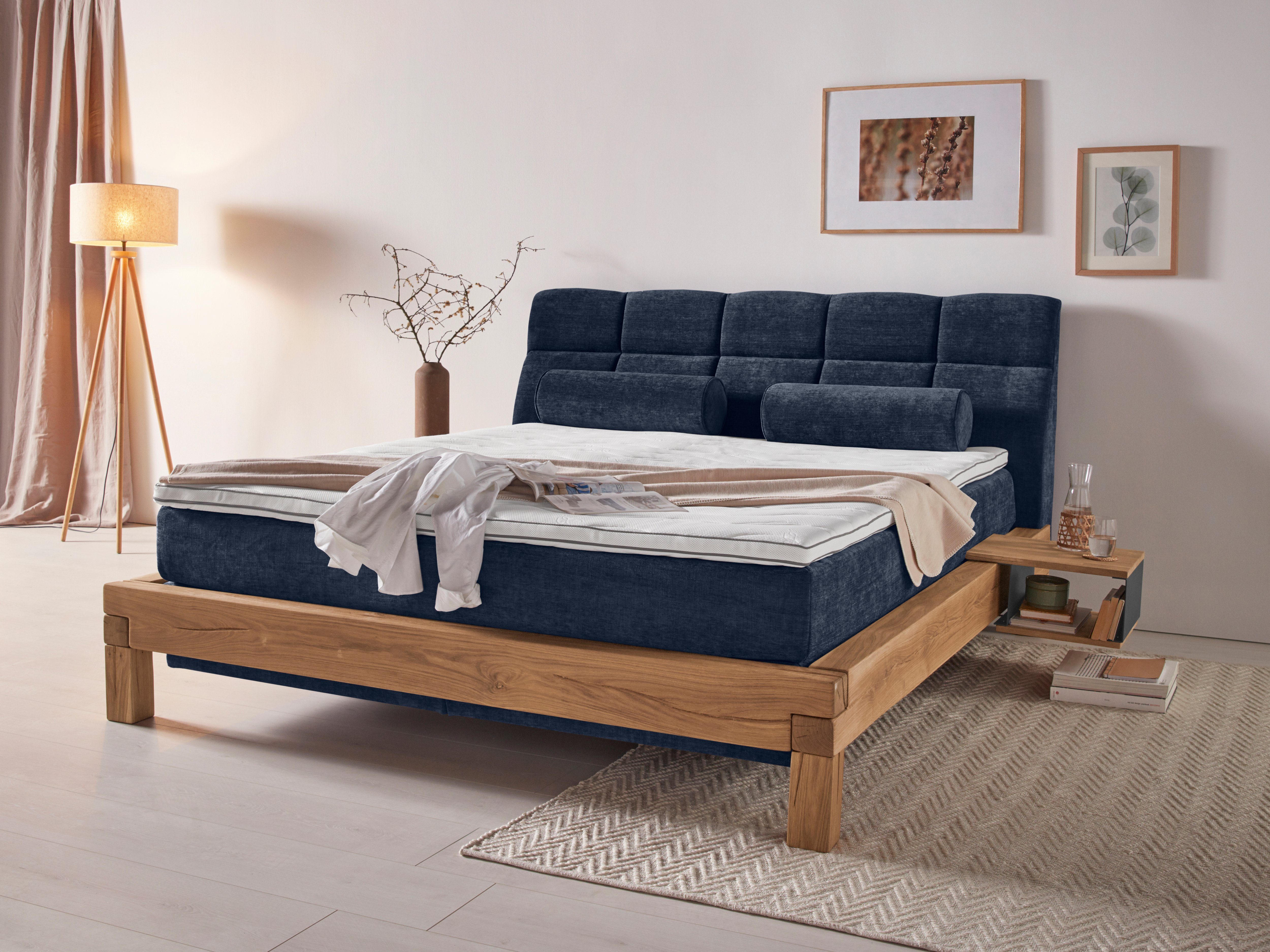 Home affaire Boxspring Villads Ligoppervlak: 180x200 cm, inside-boxspringonderbouw, gerecyclede stoffen boxsprings blauw