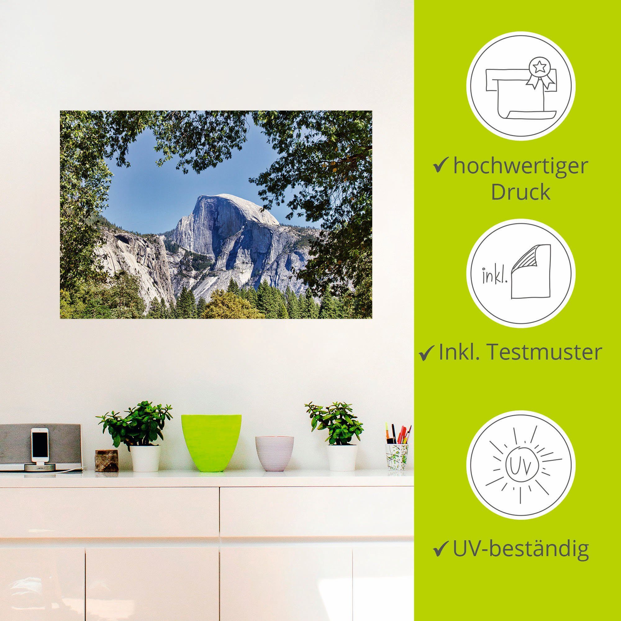 Artland Artprint YOSEMITE VALLEY Half Dome als artprint van aluminium, artprint op linnen, muursticker of poster in verschillende maten