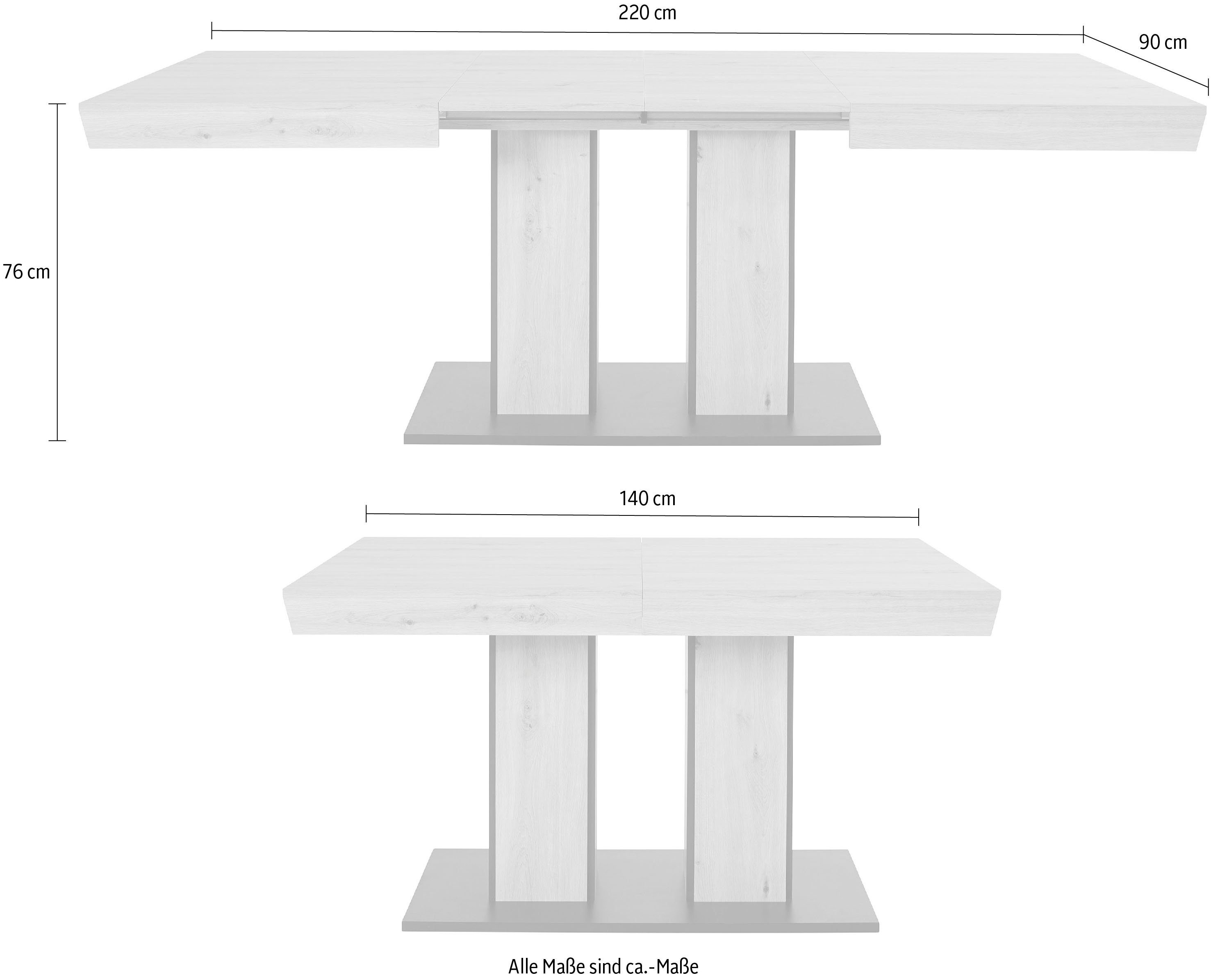 HELA Eettafel op zuil Synchroon uittreksysteem 140-180-220 cm