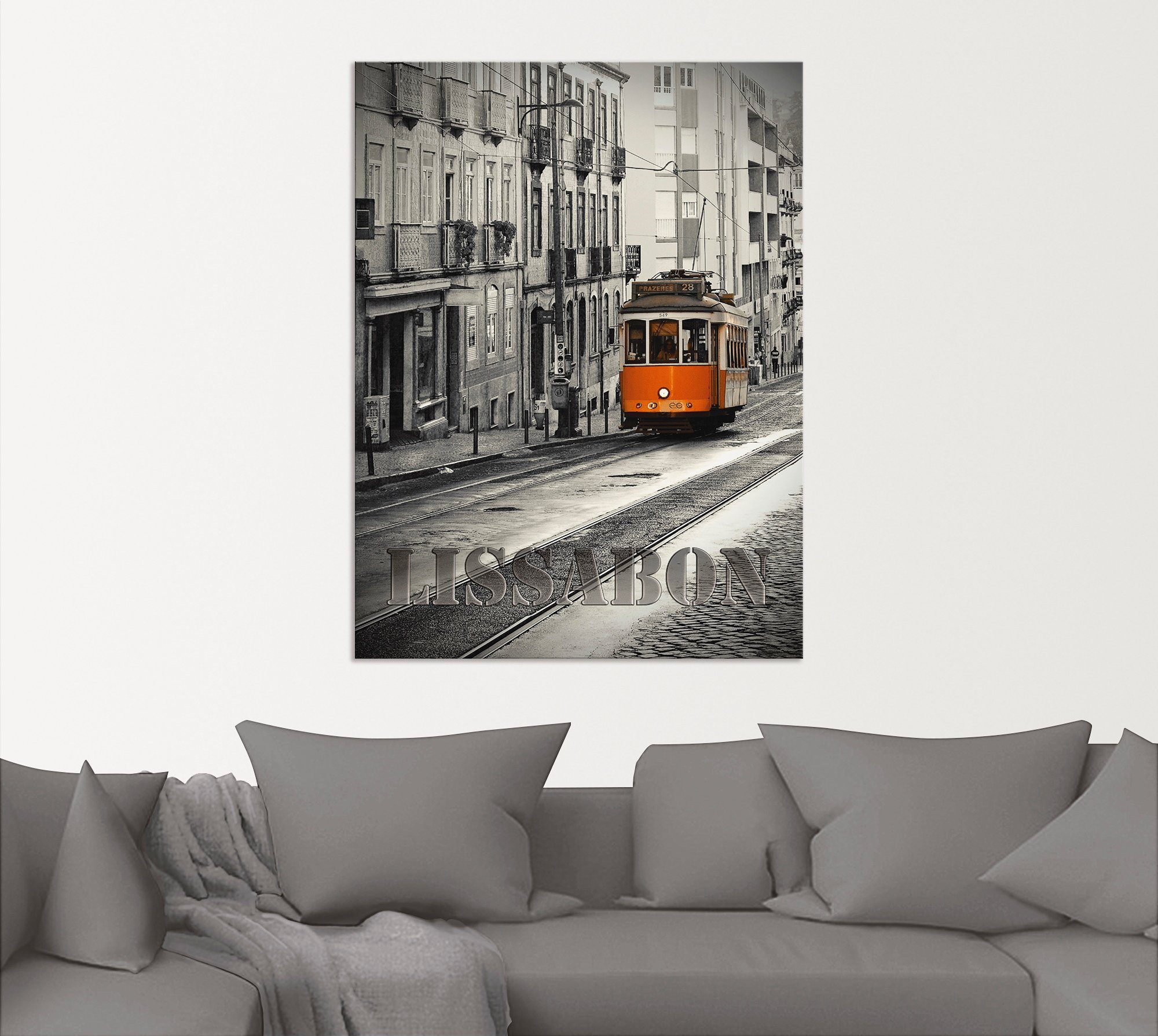 Artland Aluminium dibond print Lissabon - lijn 28 geschikt voor binnen en buiten, buitenafbeelding