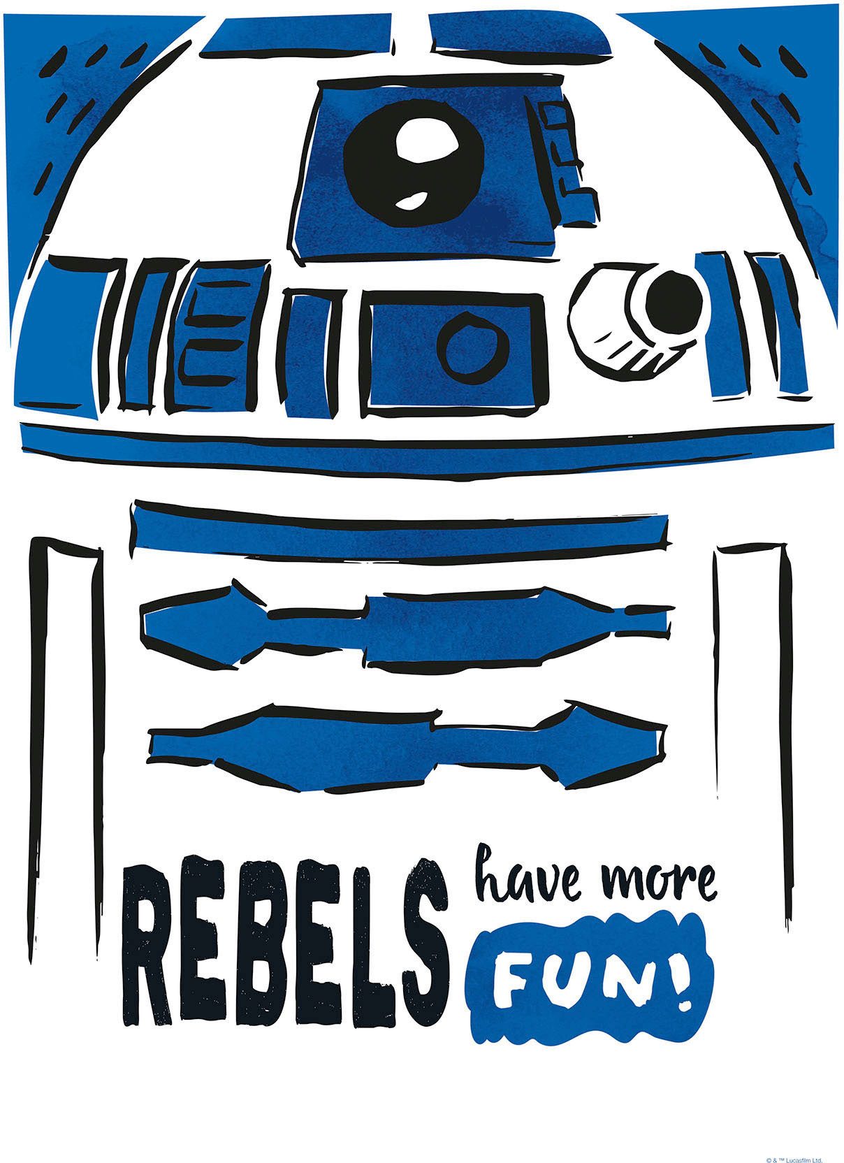 Komar Artprint op linnen Star Wars R2D2 More Fun - Afmeting 40 x 60 cm (1 stuk)
