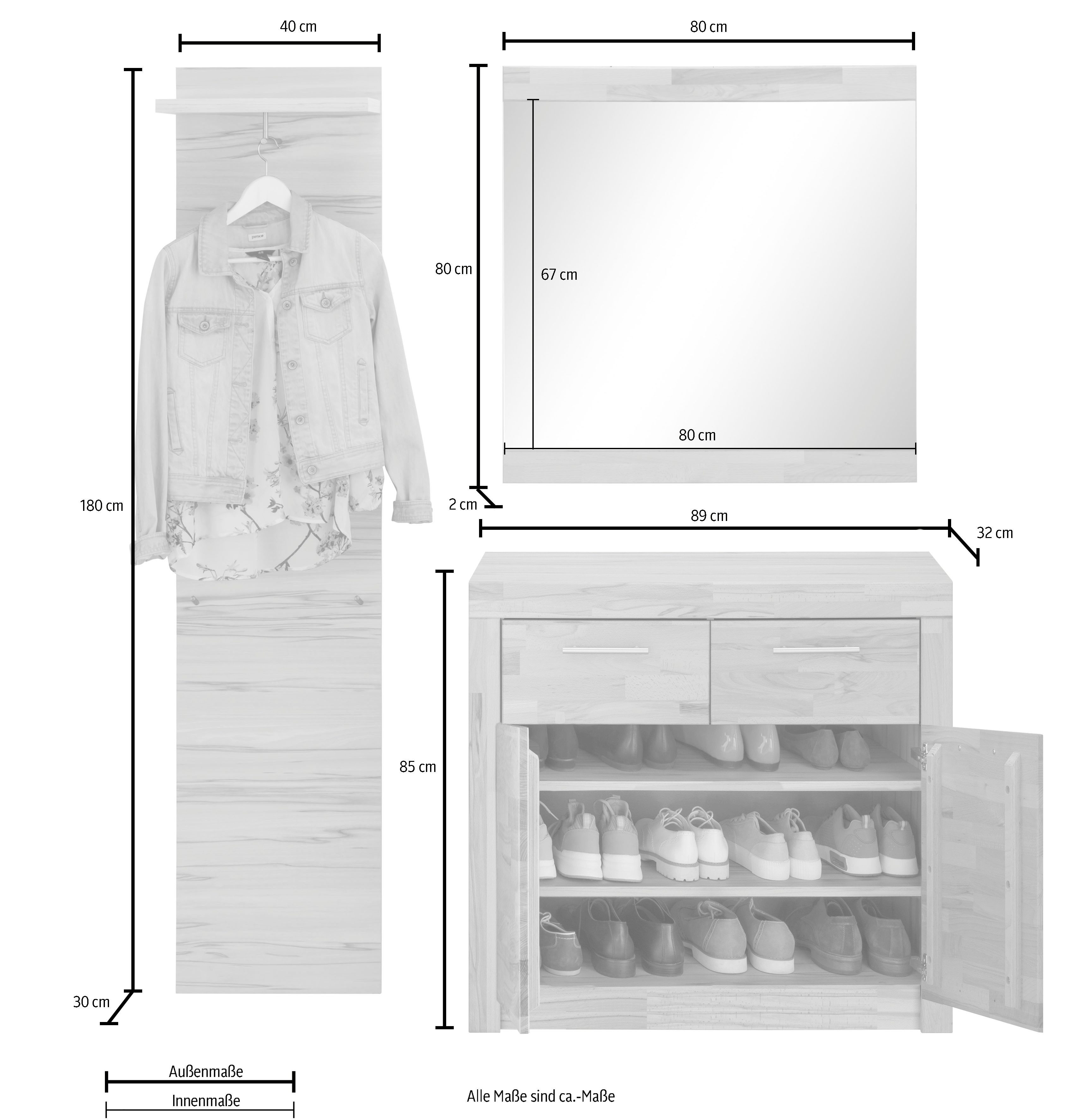 VOGL Möbelfabrik Halmeubelset Toronto (set, 3-delig)