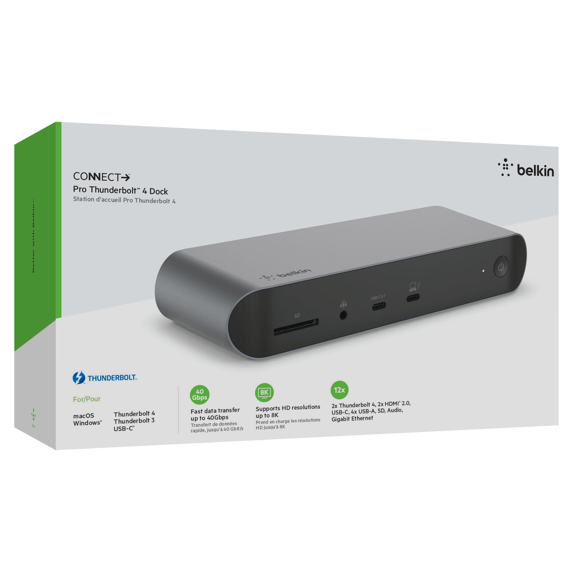 Belkin Laptop-dockingstation Connect Pro Thunderbolt 4 Dock inclusief thunderbolt 4-kabel (0,8 m)
