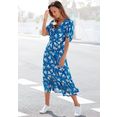 vivance maxi-jurk met bloemenprint (met een bindceintuur) blauw