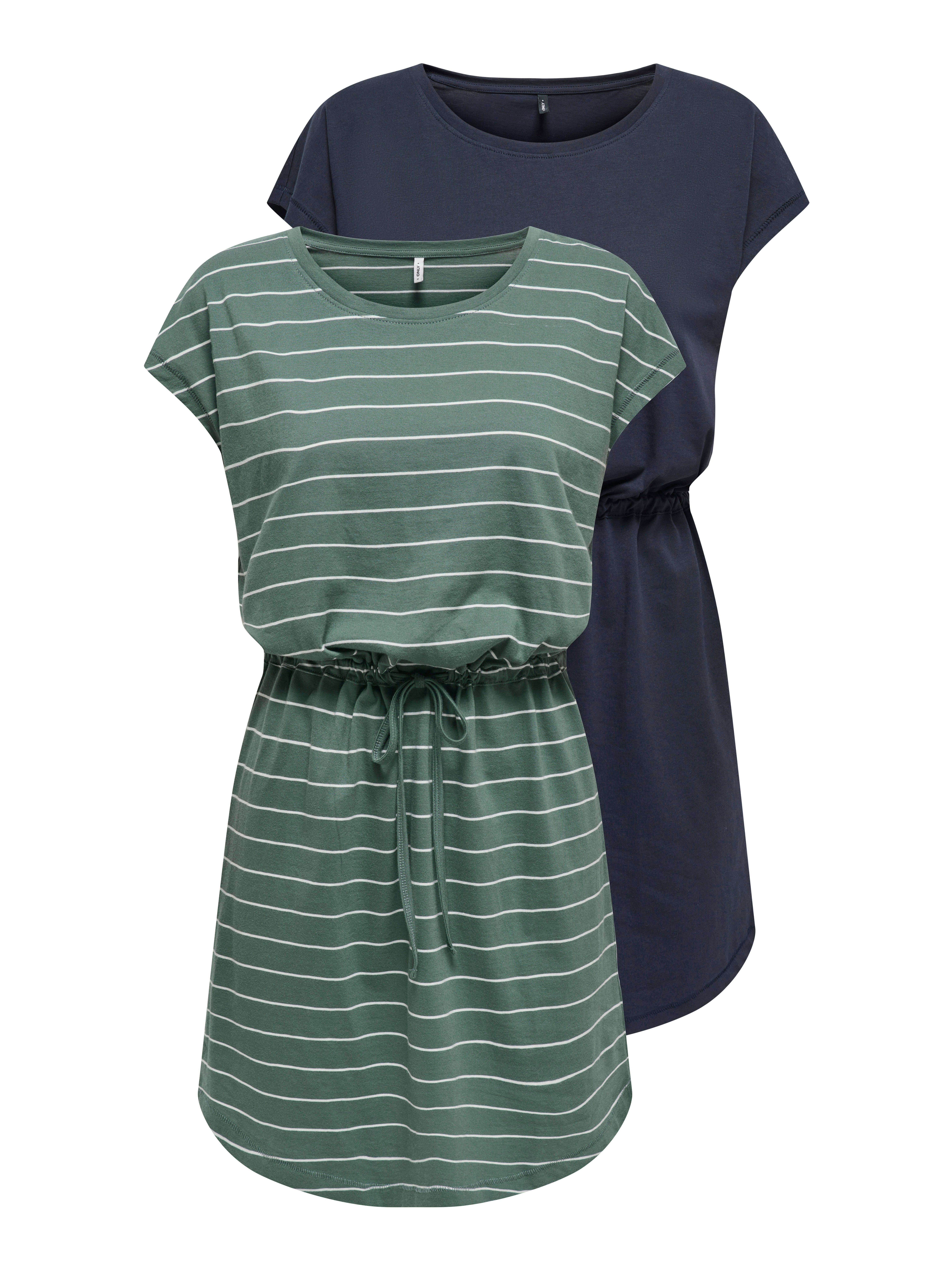 Only Shirtjurk ONLMAY LIFE S/S DRESS 2 PACK CS JRS flexibel taillierbaar voor een individuele pasvorm (Set van 2)