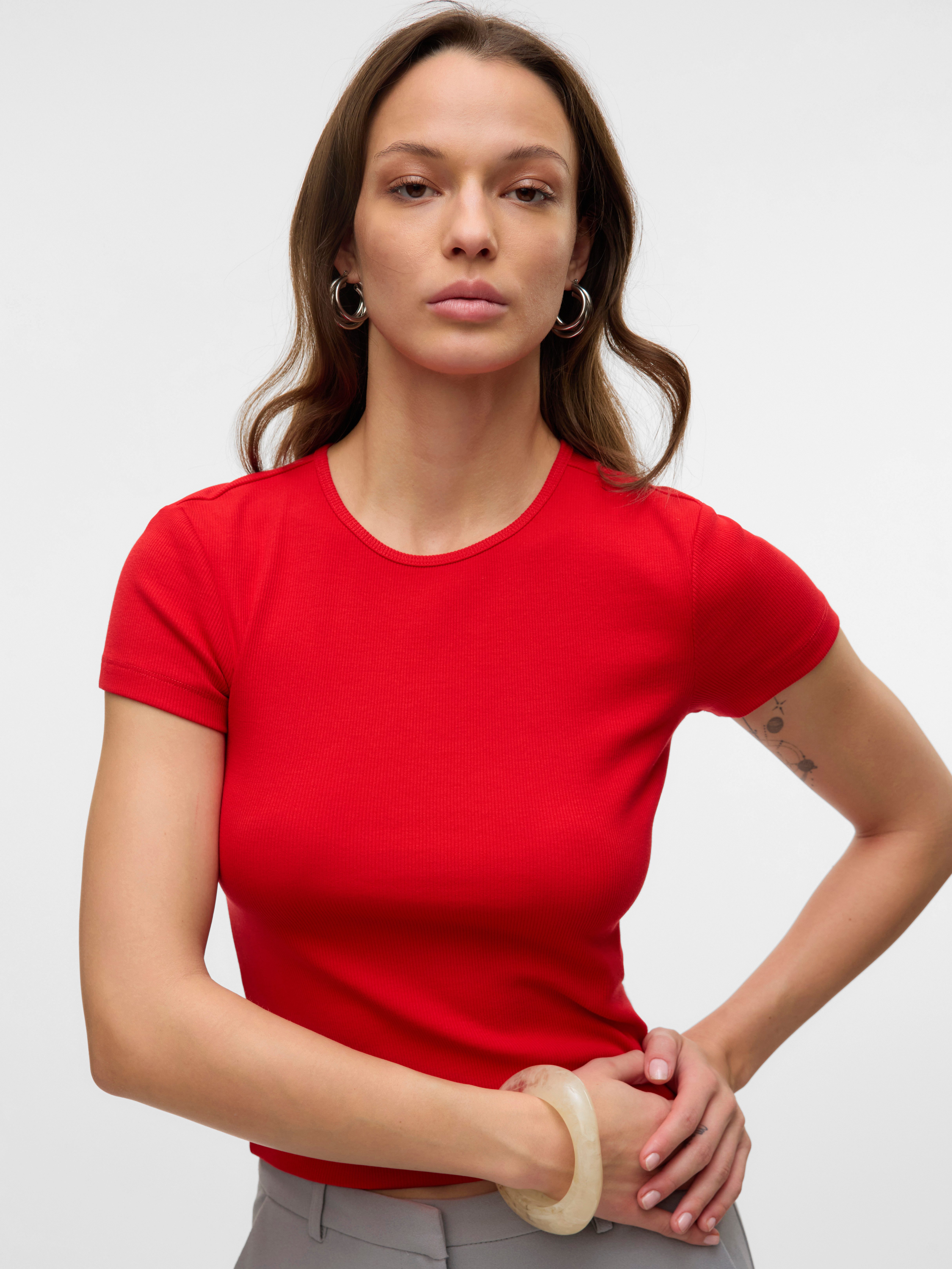 Vero Moda Shirt met ronde hals VMCHLOE SS SHORT TOP JRS NOOS