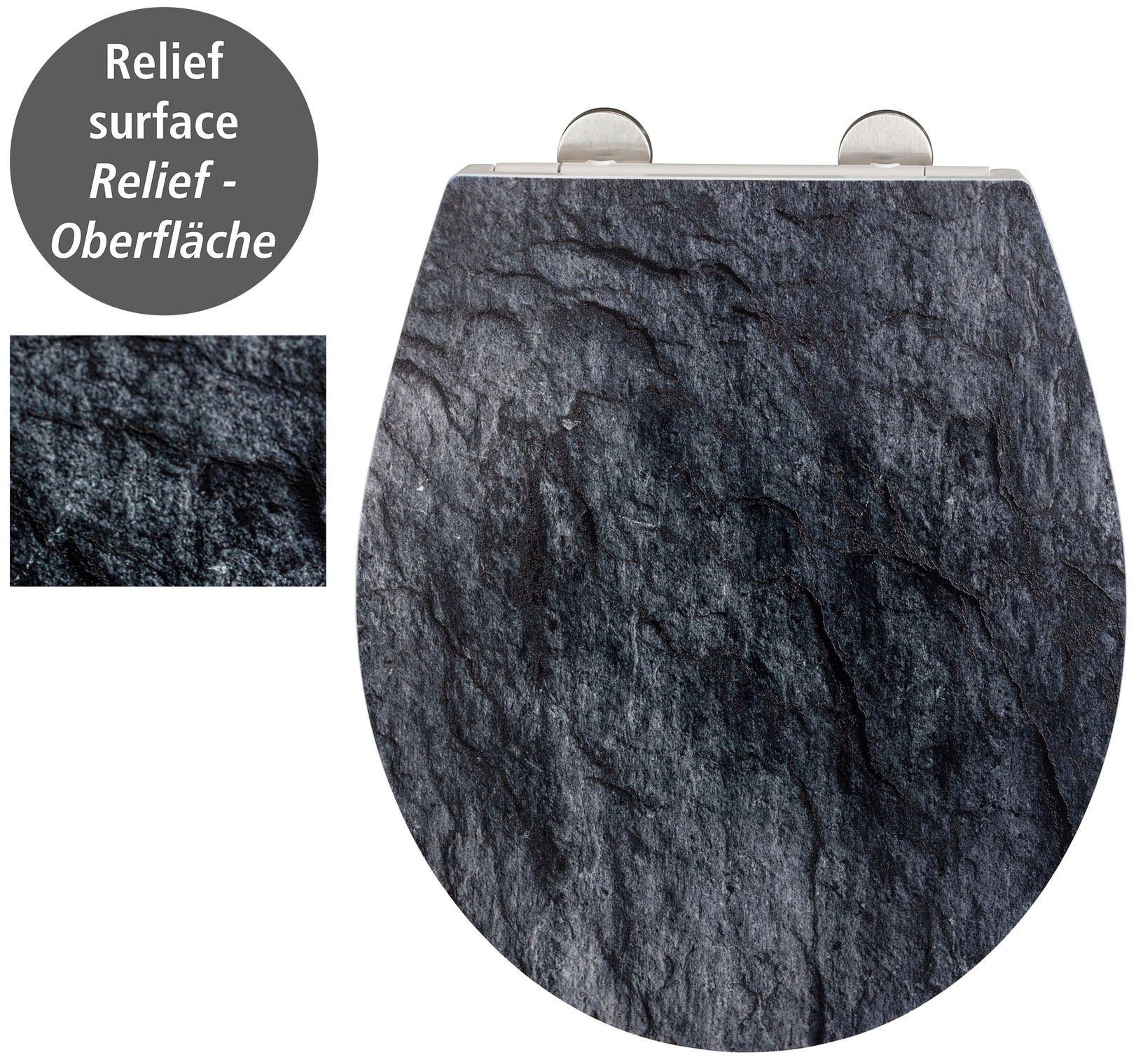 WENKO Toiletzitting Slate rok met reliëf, van antibacteriële duroplast