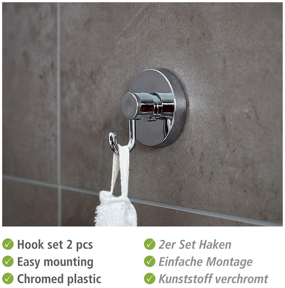 WENKO Toiletrolhouder Vacuum-Loc® model Milazzo incl. 2 wandhaken, bevestiging zonder boren (set)