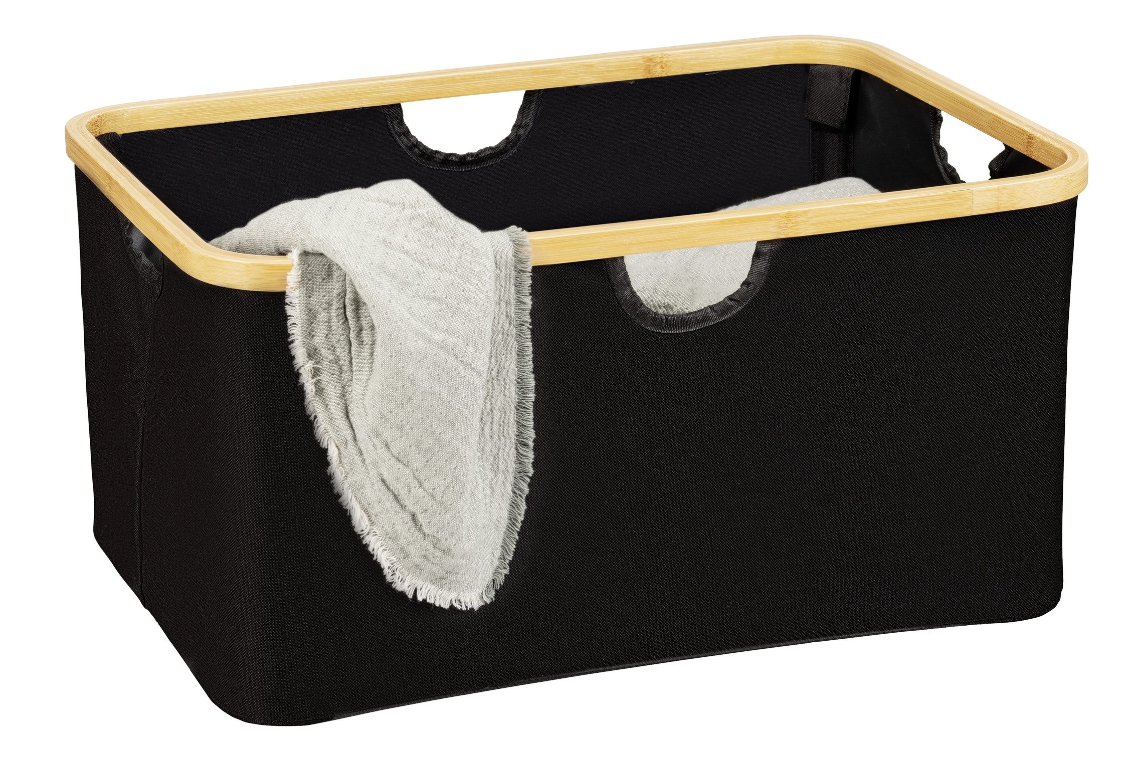 WENKO Wasmand Ecori opvouwbare wasverzamelaar, gerecycled polyester met bamboe frame (1 stuk)