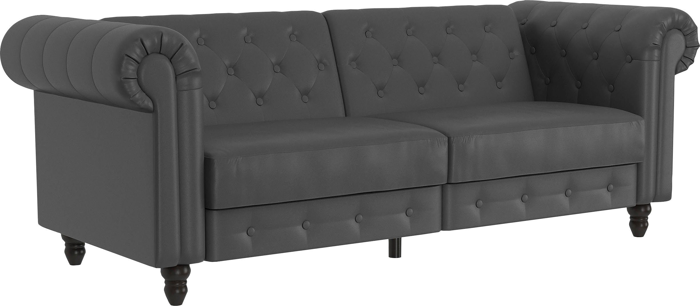 Dorel Home 3-zitsbank Felix, slaapbank 236 cm(ligoppervlak 108 x 190 cm), rugleuning 3-voudig verstelbaar, velours, kunstleer, luxe vintage microvezel