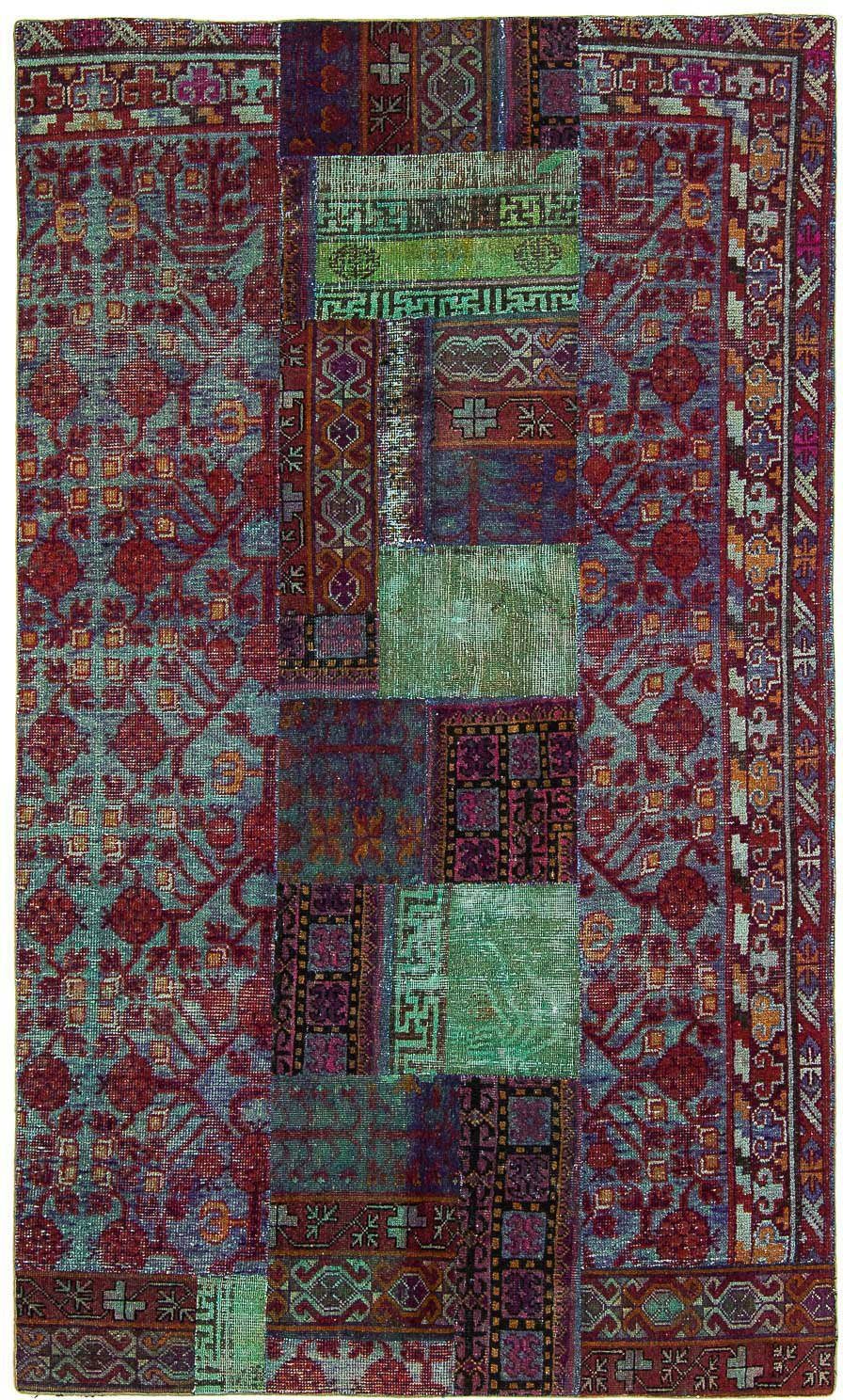 morgenland Wollen kleed Kazak patchwork 355 x 76 cm Handgeknoopt