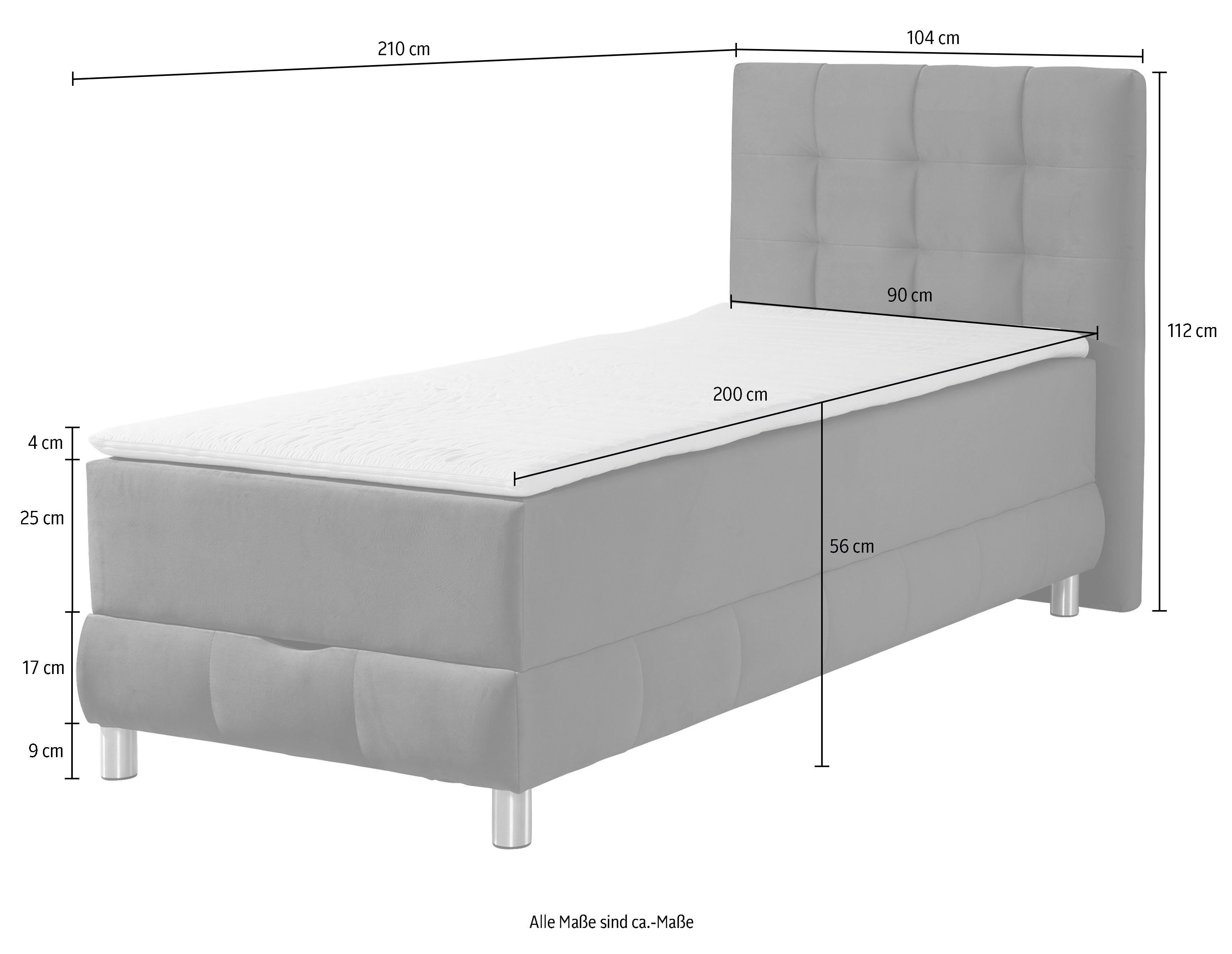 INOSIGN Boxspring Vaasa inclusief bedlade & topper, xxl-uitvoering, extra lengte 220 cm