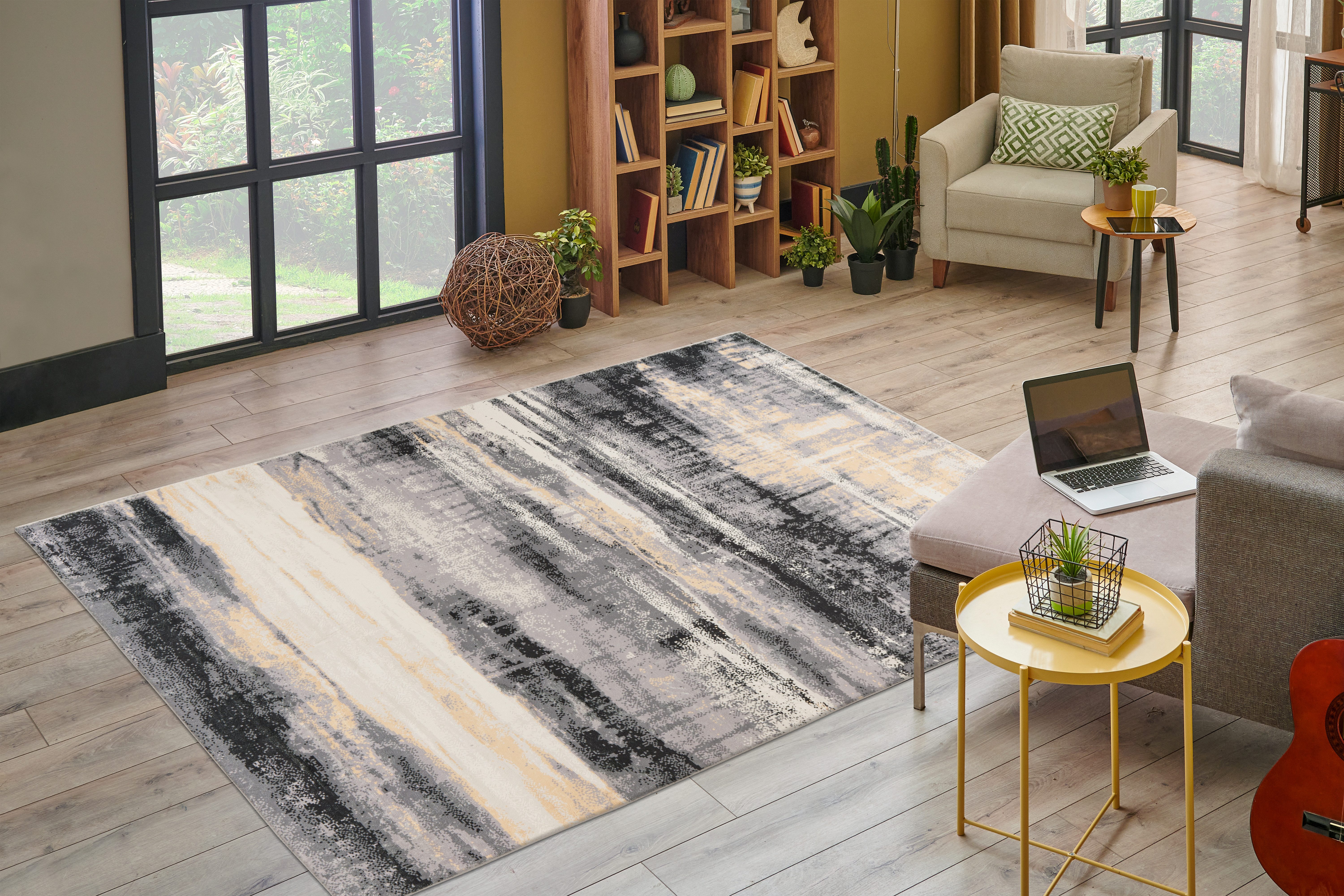 Kayoom Vloerkleed Ilena 225 Vintage ontwerp, digitaal bedrukt tapijt, slijtvast moderne vloerkleden maat 80 cm x 150 cm x 11 mm zwart