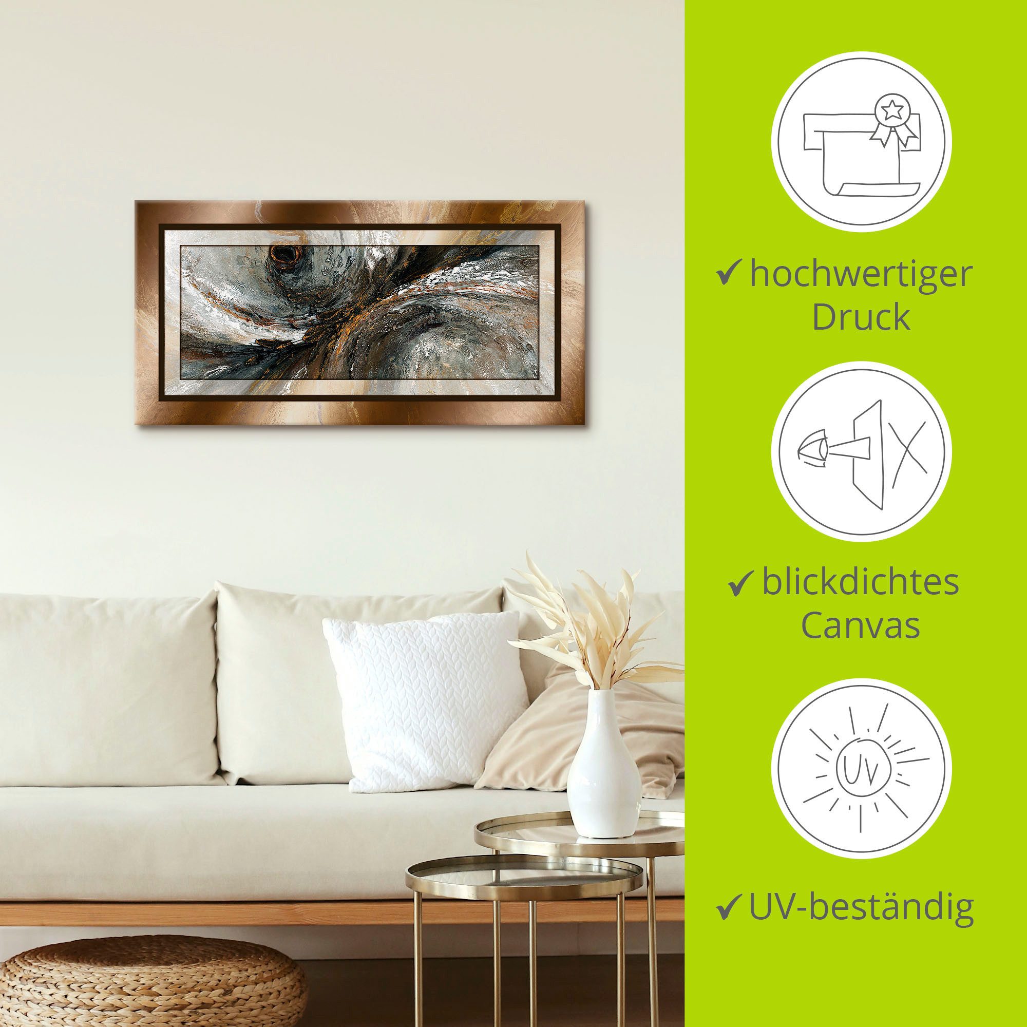 Artland Artprint Goudkleur abstract 2 als artprint van aluminium, artprint voor buiten, artprint op linnen, poster in verschillende maten. maten