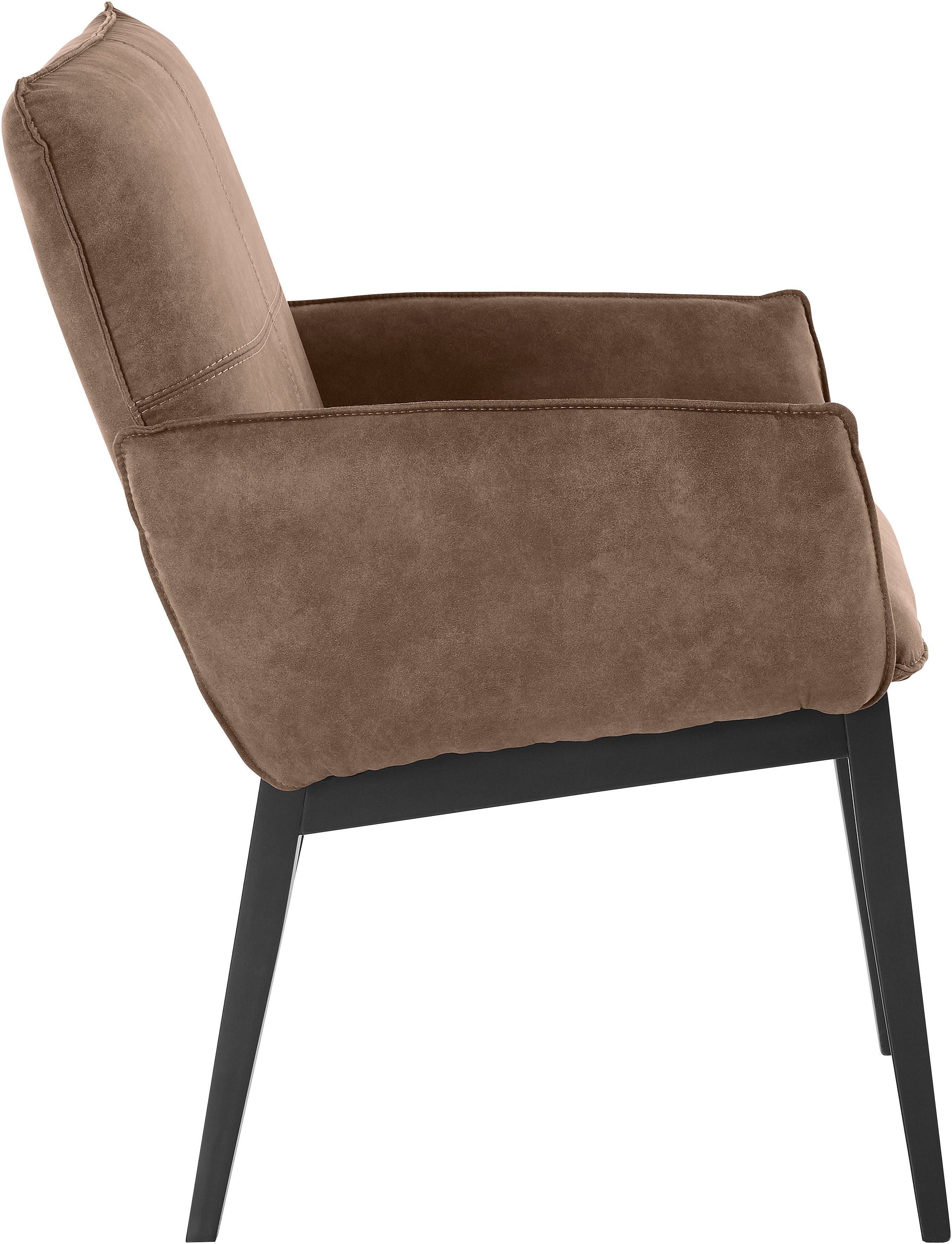 Home affaire Stoel met armleuningen Model 6 Bekleding van microvezel of leer, frame is beuken in zwart gelakt (2 stuks)