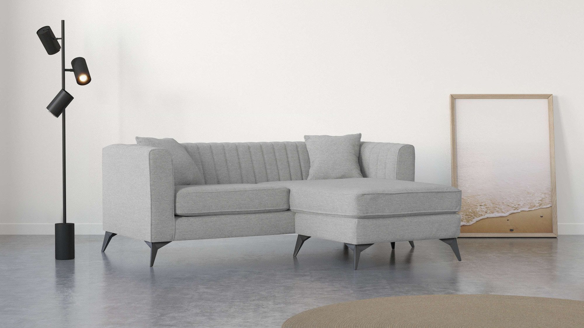 Places of Style Hoekbank MATTHEW L-vorm ideaal voor kleine ruimtes, afmetingen B/D/H: 201/162/74 cm grijs, hoekbanken, 201 cm