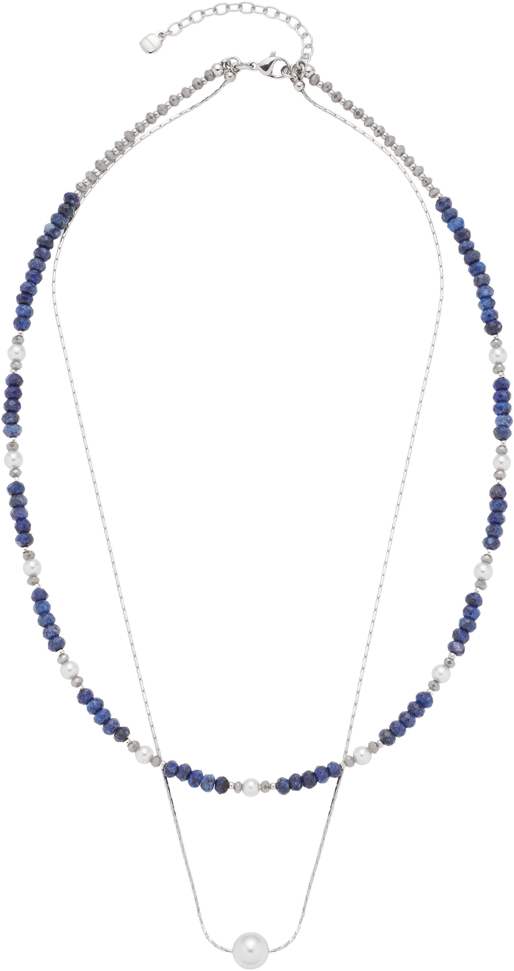 LEONARDO Ketting met hanger Halsketting Anjana, 024311 met sodaliet - met glasparel, parel (geïmiteerd)