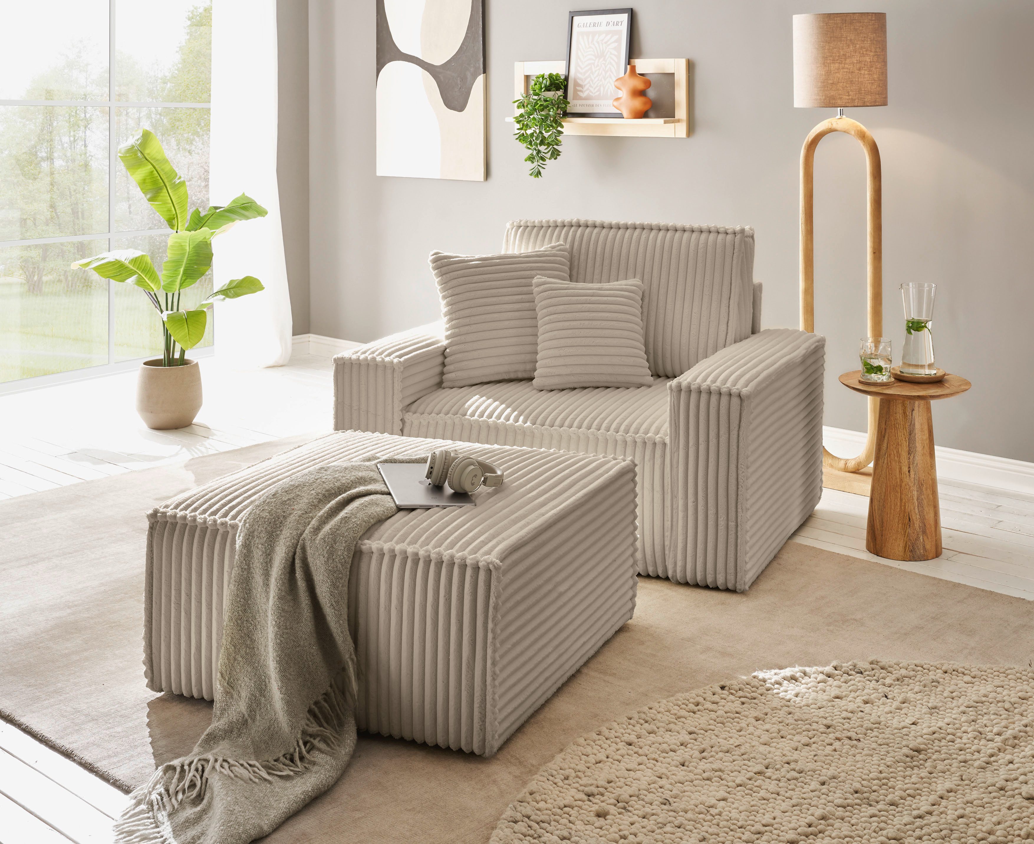 andas Loveseat Finnley Loveseat en hocker als set, passend bij de bekleding-serie Finnley (2-delig)