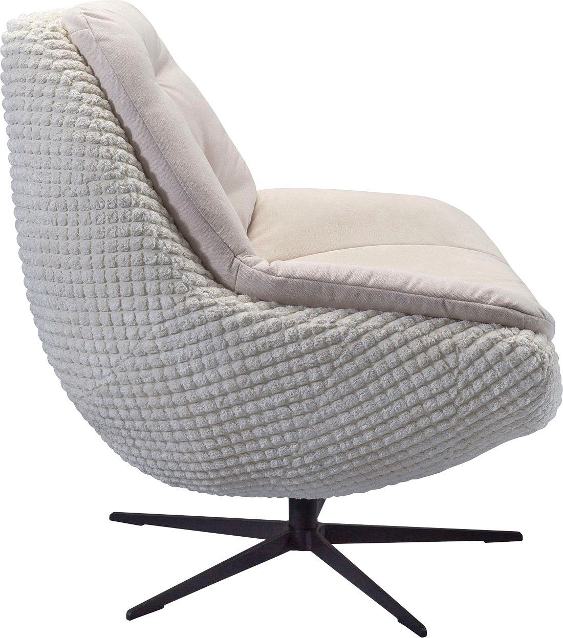 exxpo - sofa fashion Draaibare fauteuil Dim, loungestoel in materiaalmix, design en comfort, solitair meubel Comfortabel gestoffeerde draaifauteuil met elegante metalen stervormige voet