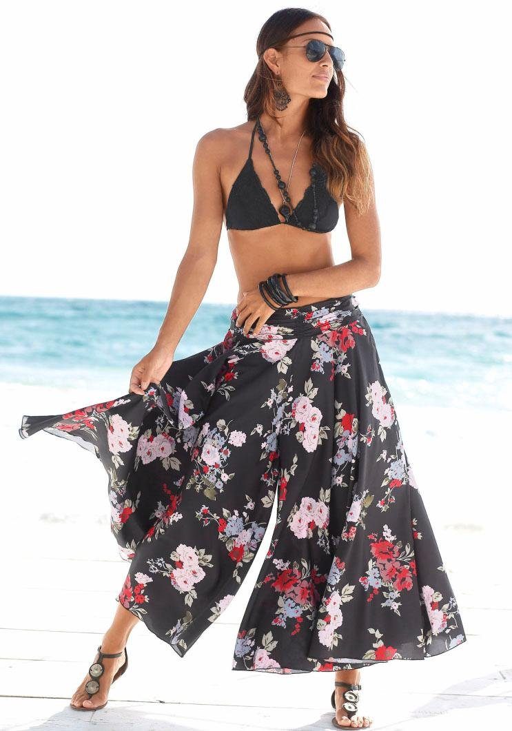 Lascana Broekrok met bloemenprint, culotte stijl, extra wijde pijpen