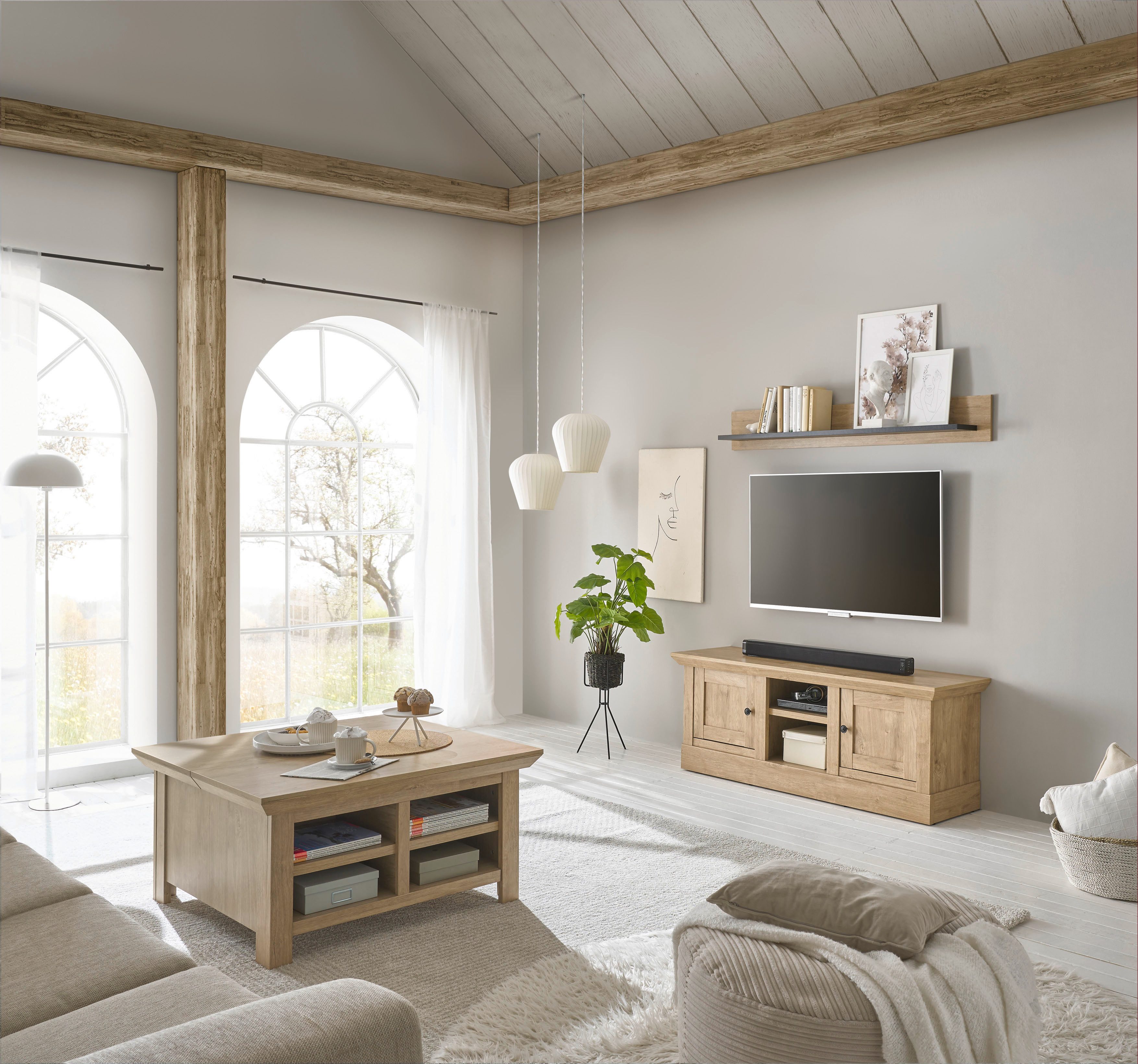 Home affaire Wandmeubel Cornwall, opbouwwand in landelijke stijl, woonkamer-set, eiken decor (set, 2-delig)