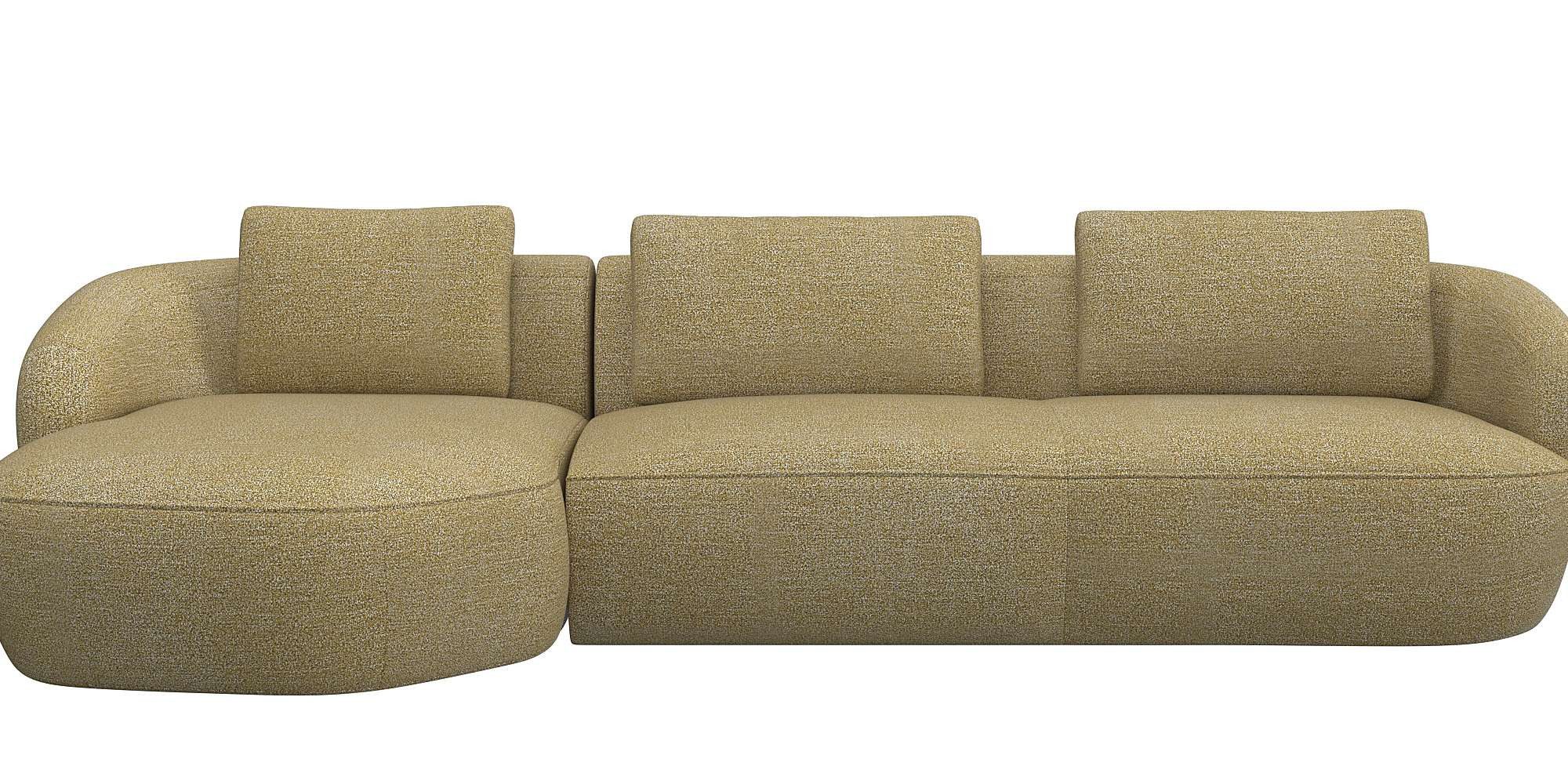 FLEXLUX Zithoek Torino, rond, L-vorm, bankhoek met recamière, longchair-sofa geel, zithoeken, Chaiselongue links