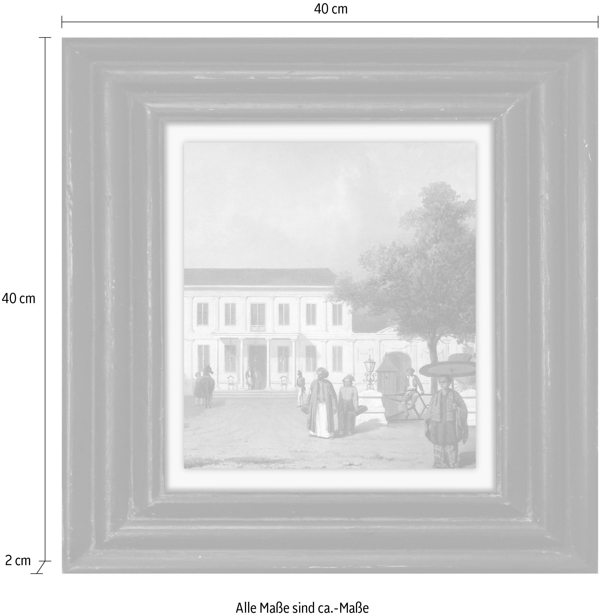 queence Artprint op linnen Gebouw Premium canvasstof, handgemaakt in Duitsland, 40x40cm