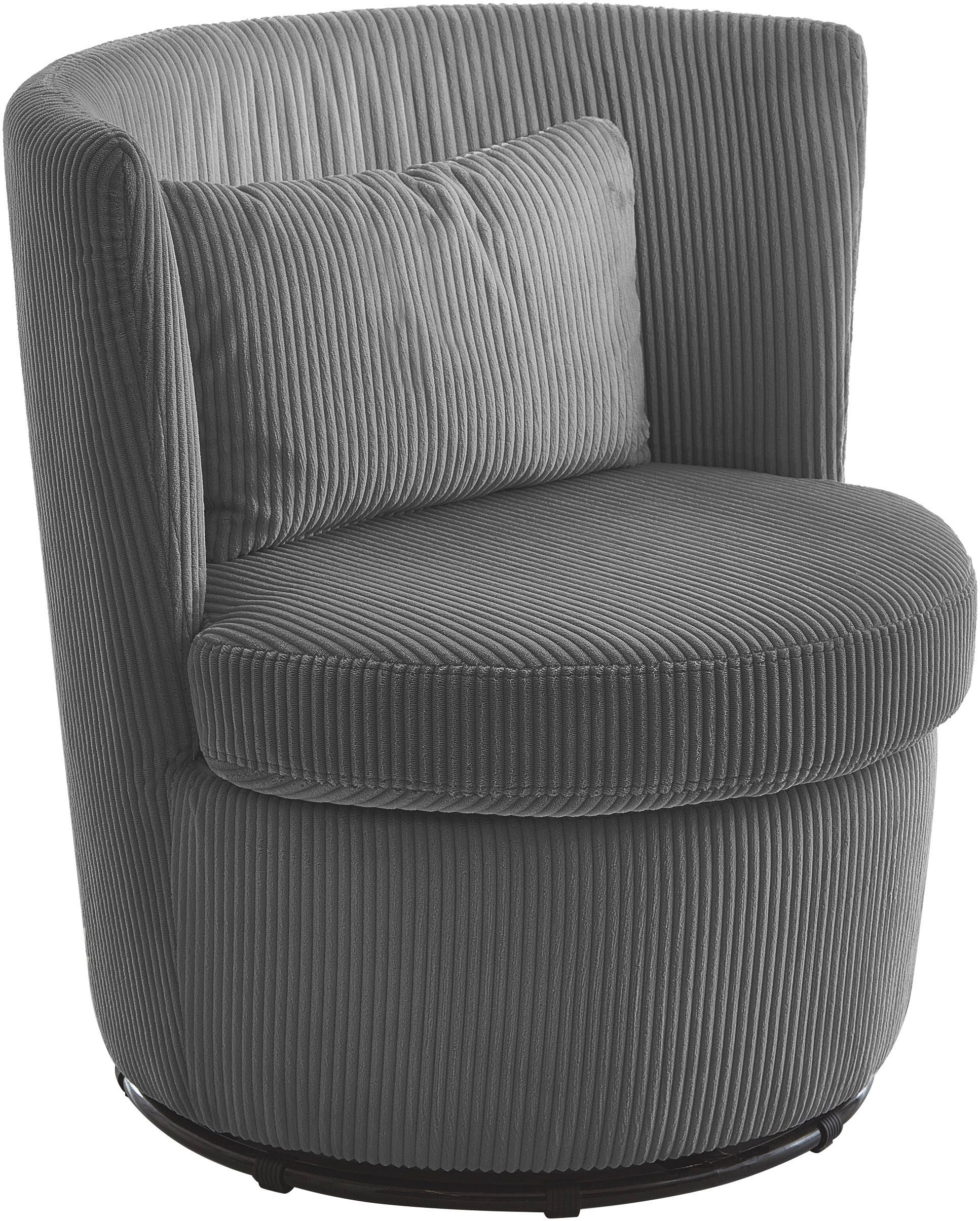 ATLANTIC home collection Draaibare fauteuil KENO 360-graden draaibare cord fauteuil, incl. een sierkussen in originele stof