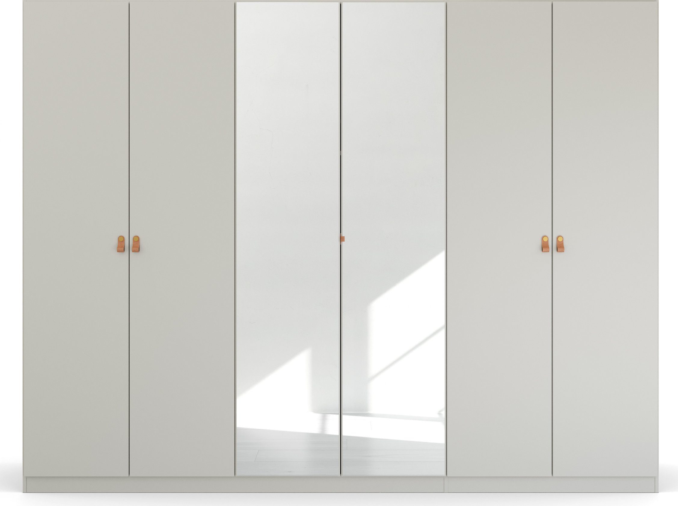 rauch Draaideurkast Homey by Quadra Spin met greeplussen van zacht, cognacbruin leer, met spiegel