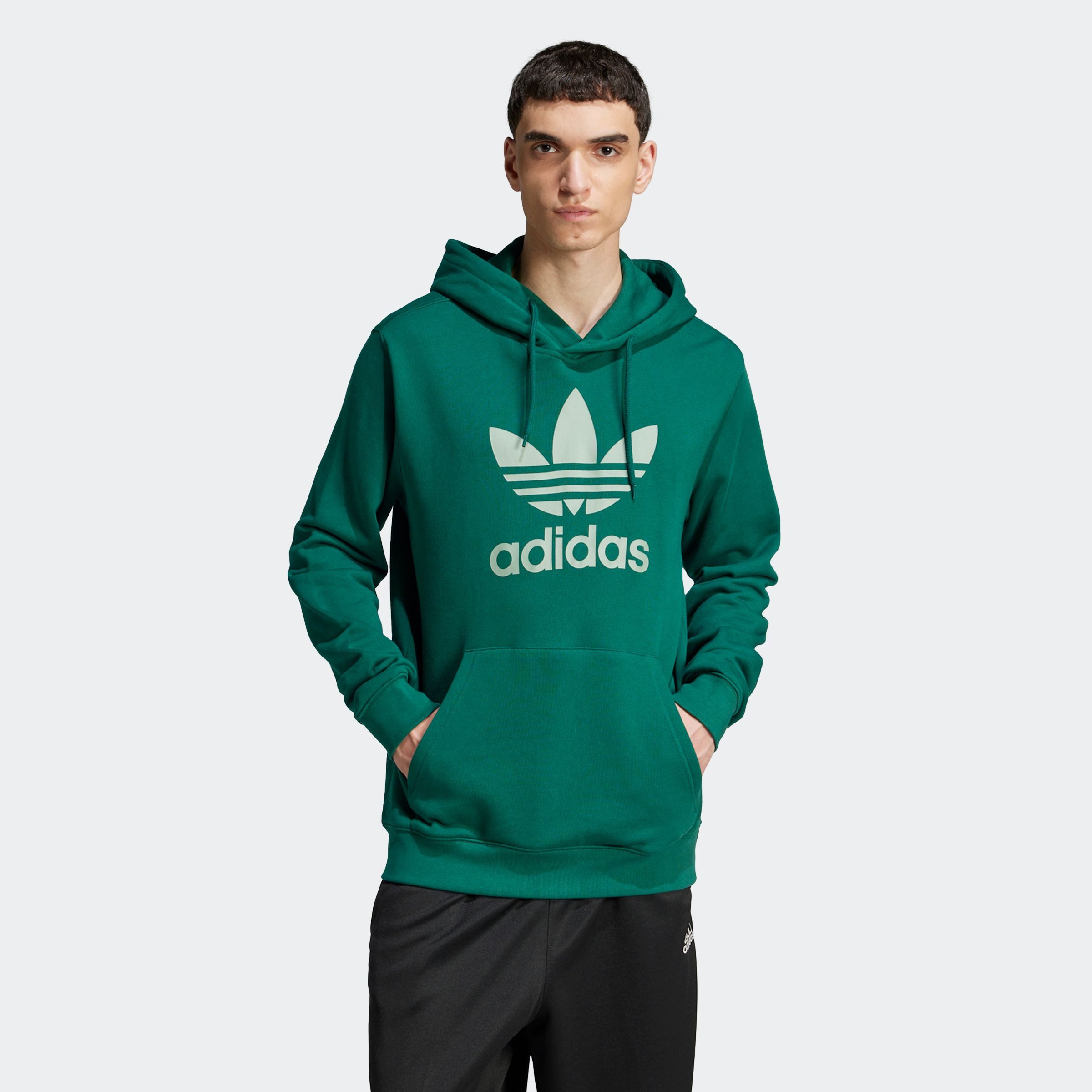 adidas Originals Hoodie TREFOIL HOODY Hoodie, sweatshirt met grote logo-opdruk heren hoodies maat XL groen