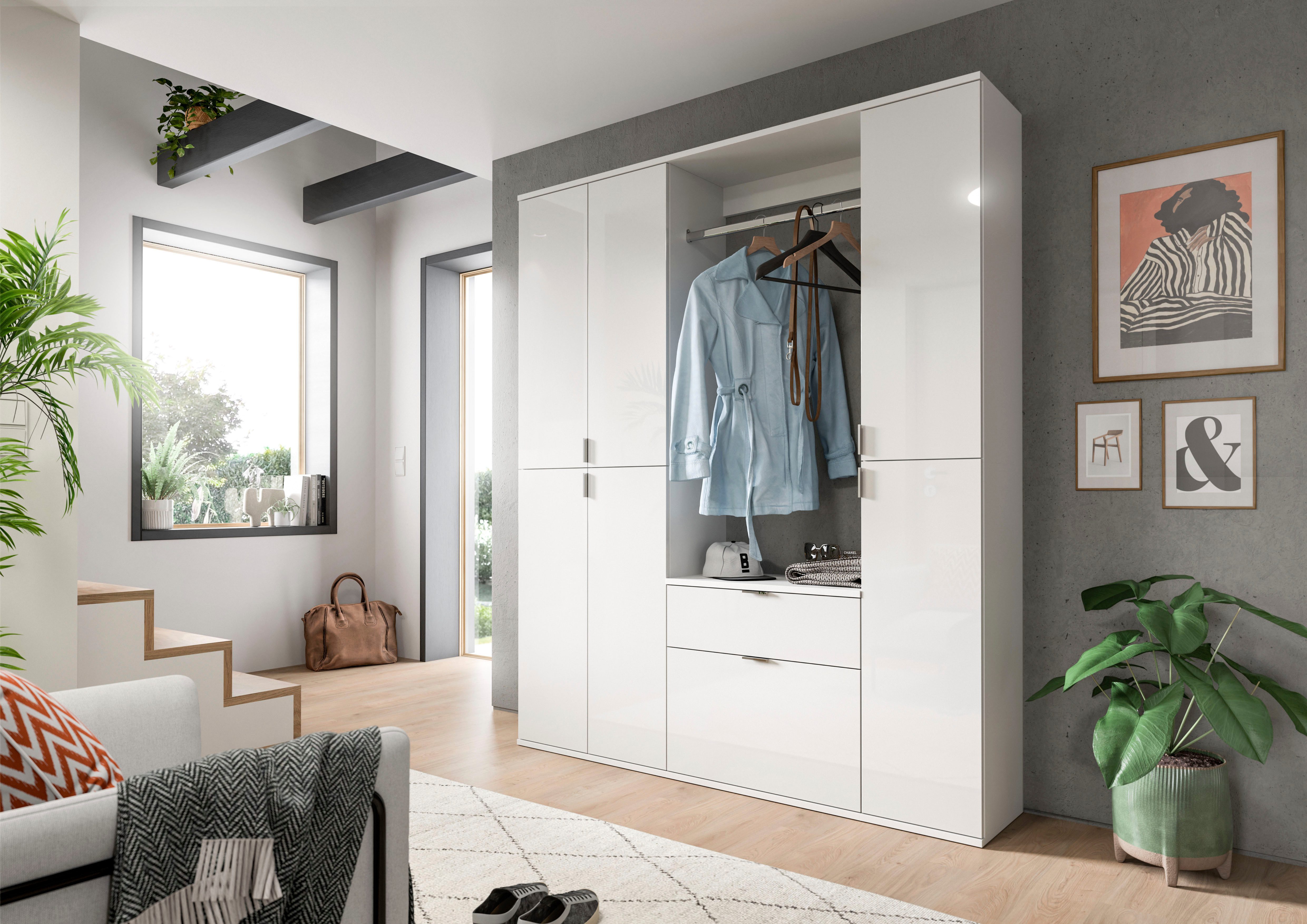 INOSIGN Halmeubelset Trondheim, Breedte 152 cm, 5-delig, bestaande uit: 2x garderobekast, 1 commode, 1 kledingstang, 1 legplank (set, 4-delig)