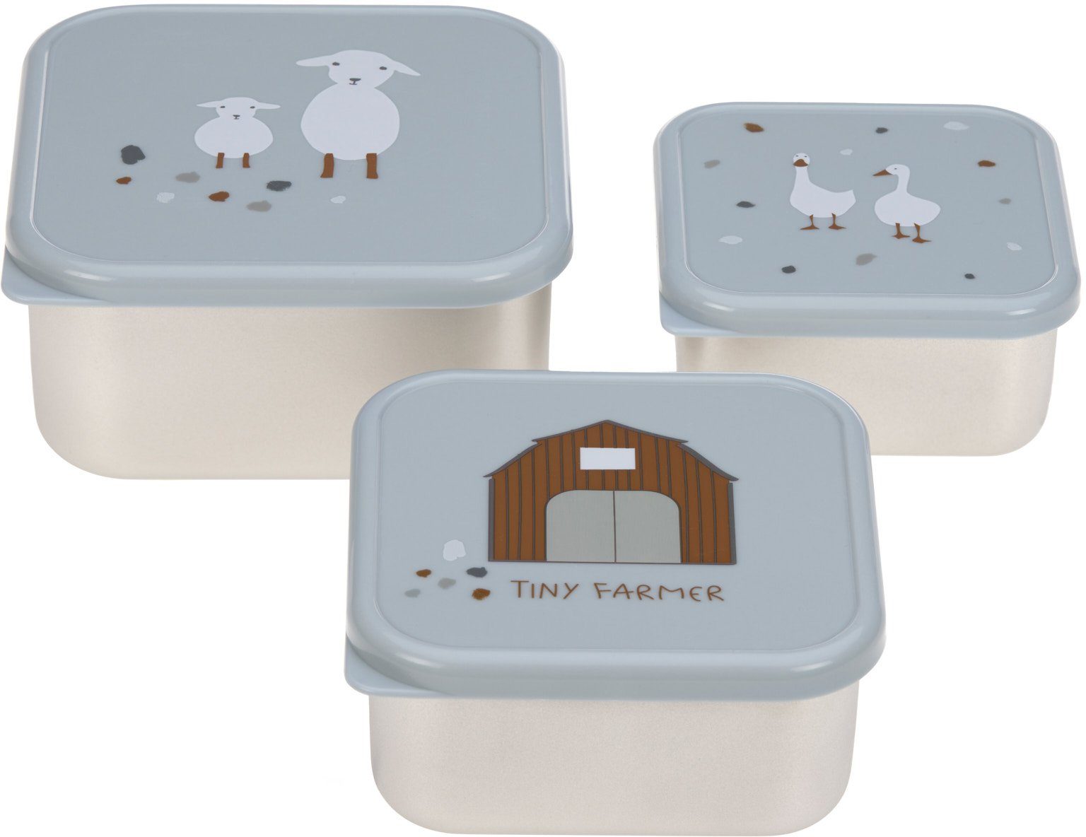 Lässig Lunchbox Tiny Farmer, Blue (3-delig)