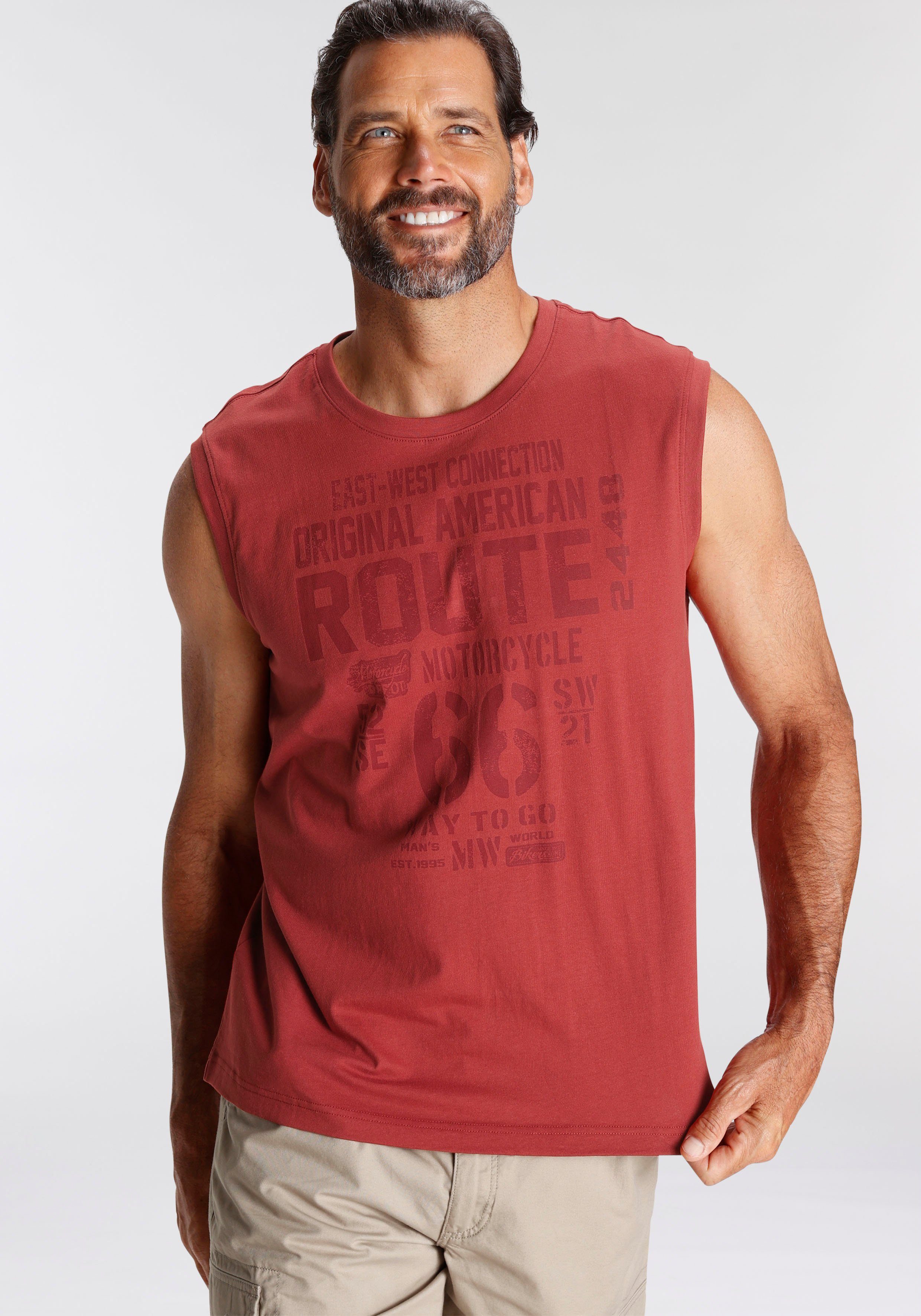 Man's World Muscle-shirt mouwloos, bedrukt, ronde hals, van 100% katoen (2-delig, Set van 2)