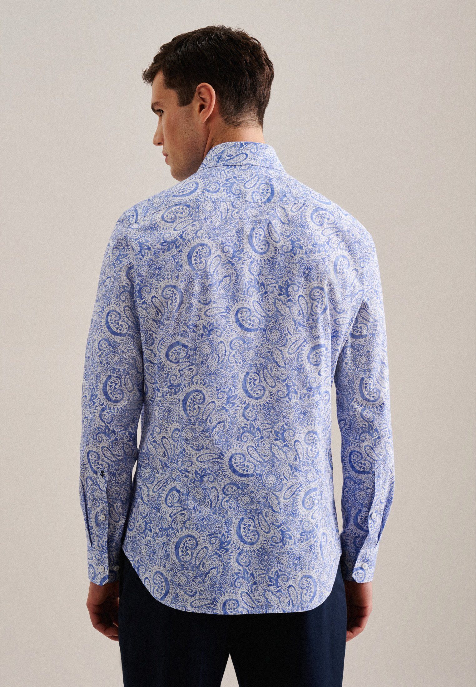 seidensticker Businessoverhemd Slim lange mouwen kentkraag paisley