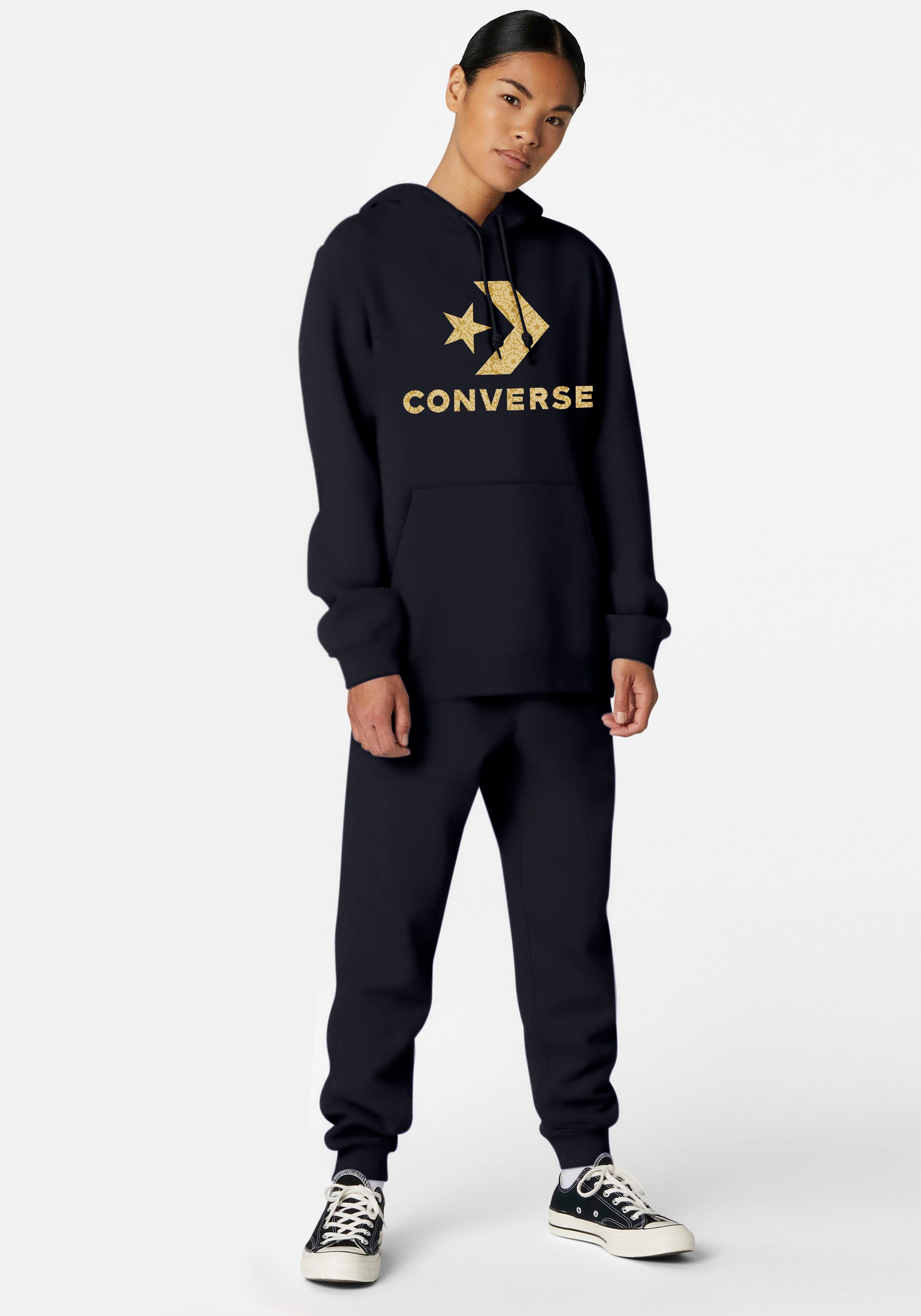 Converse Hoodie STANDARD FIT CENTER CHEST STAR CHEV heren truien & sweaters maat XS zwart