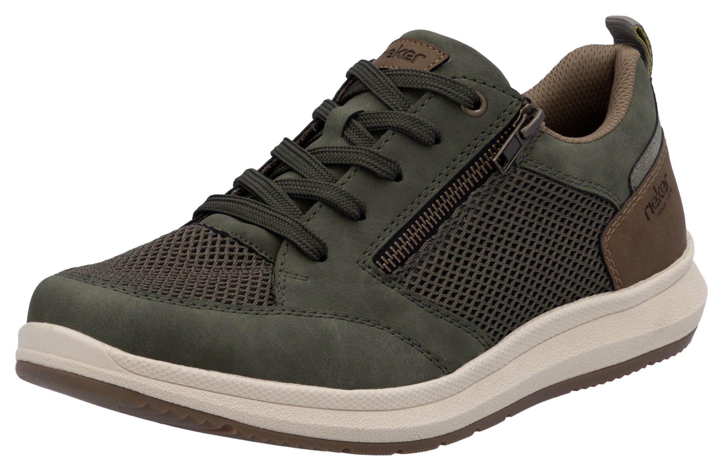 Rieker Sneakers , lage schoen, vrijetijdsschoen, veterschoen met zij-rits