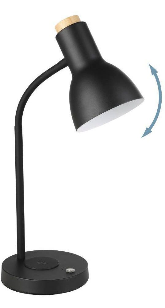 EGLO Tafellamp VERADAL-QI Nachttafellamp met QI-oplaadfunctie, touch, dimbaar, hout en metaal (1 stuk)