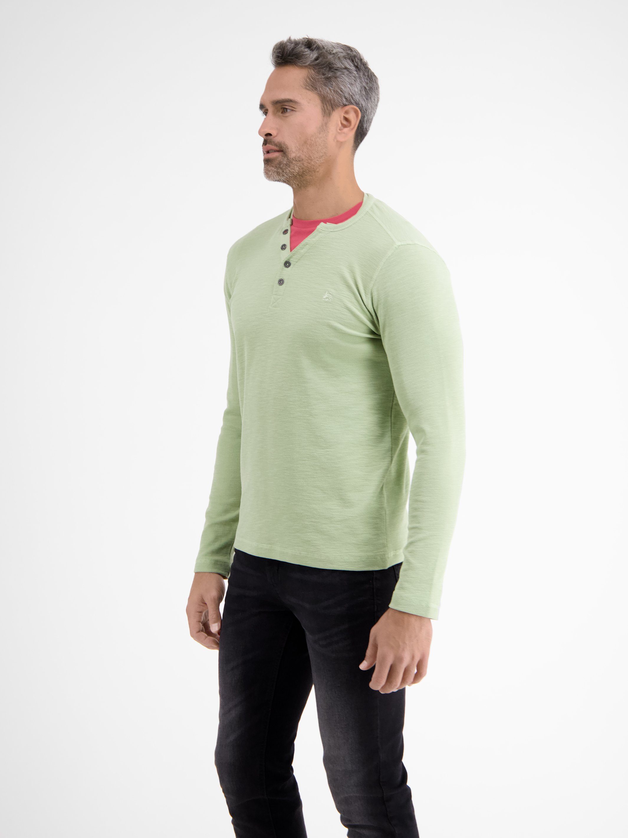 Lerros Sweatshirt LERROS lange mouw serafino met logostiksel