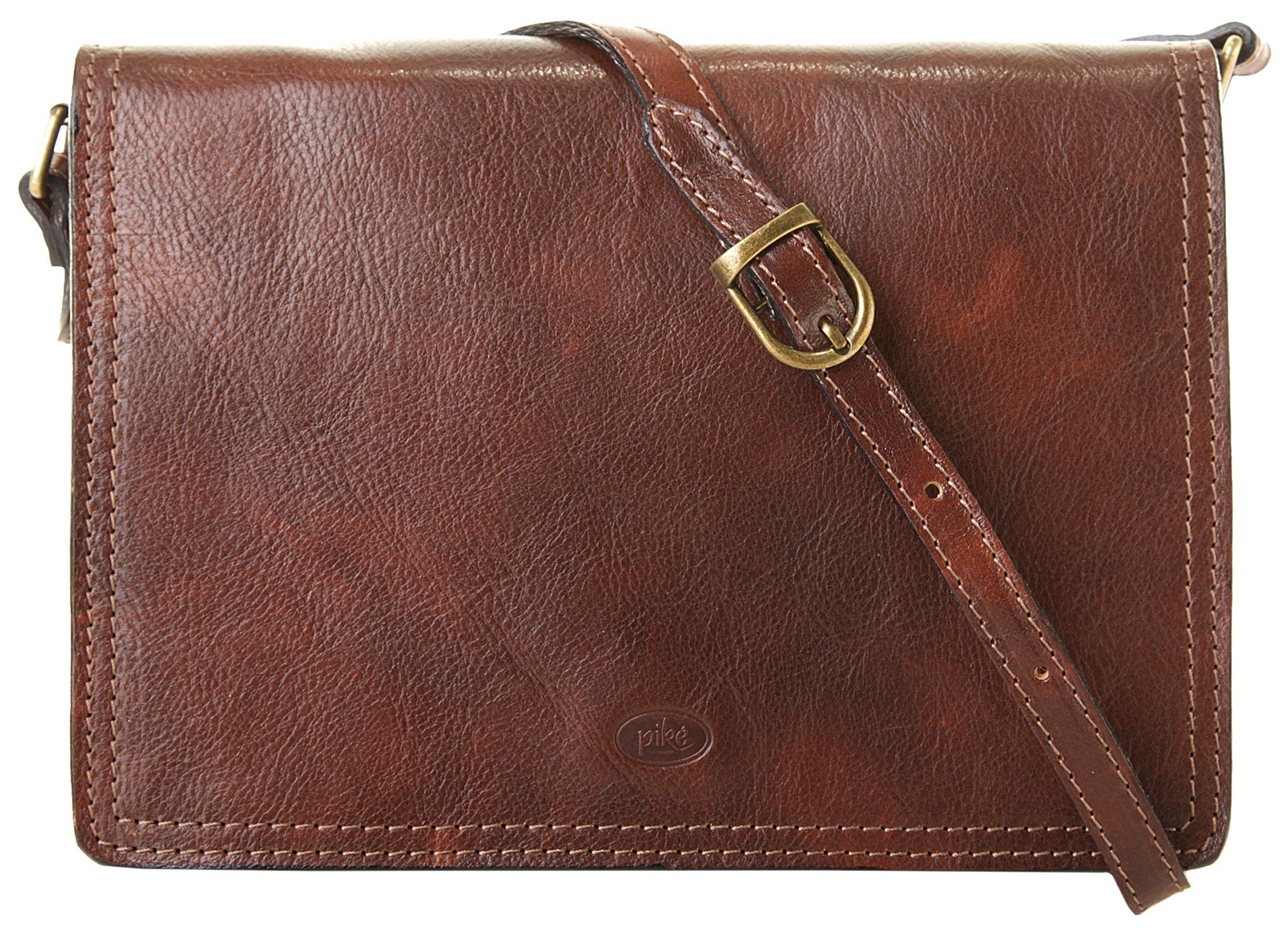 Piké Schoudertas echt leer, made in italy dames tassen maat onesize (25 x 18 x 9 cm - 3 l) bruin