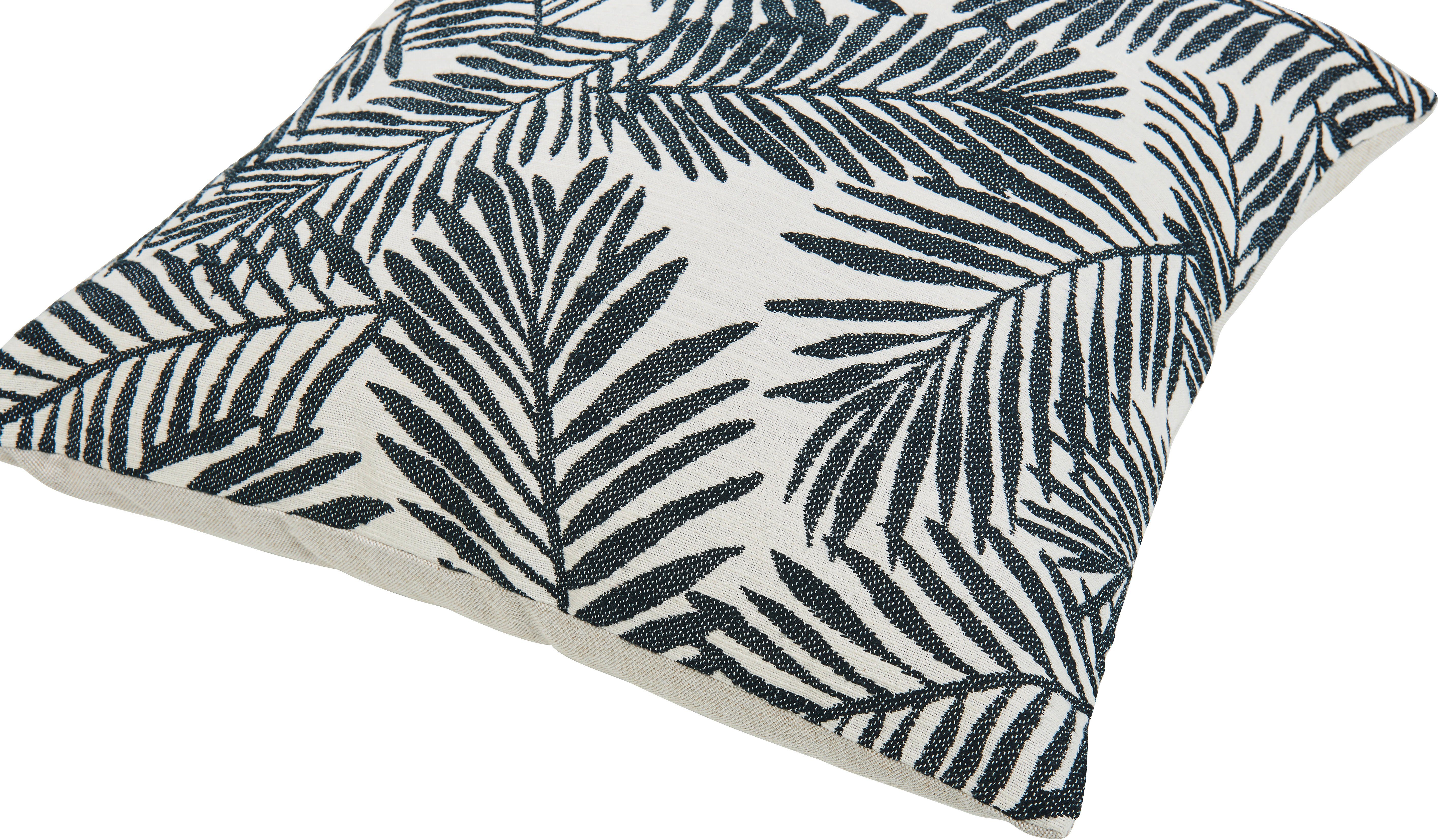 done.® Kussenhoes Black palm Kussenhoes aan de voorkant jacquardgeweven met bladmotief (1 stuk)