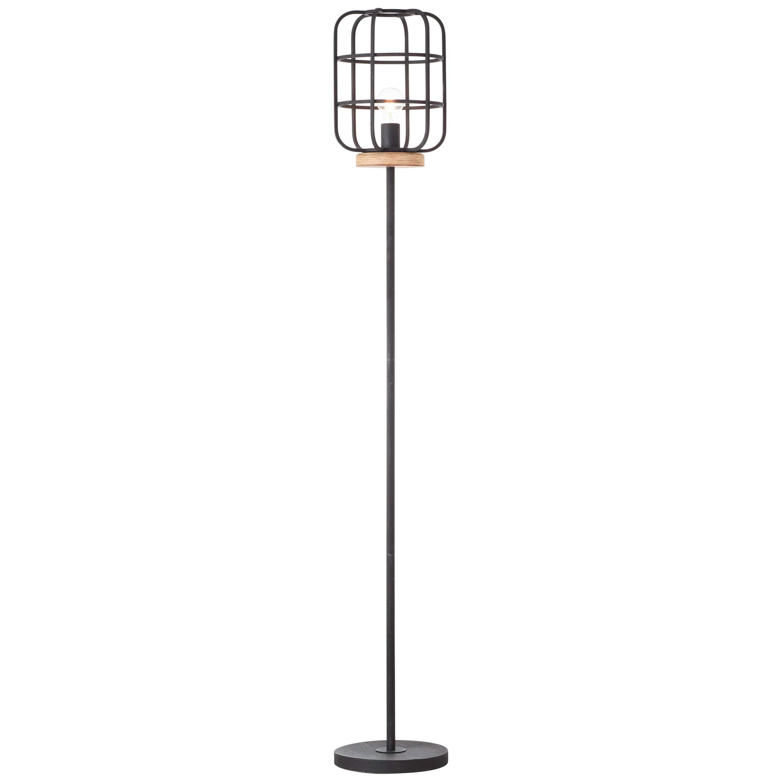 Brilliant Leuchten Staande lamp Gwen 163 cm hoogte, ø 25 cm, e27, metaal/hout, antiek hout/zwart korund (1 stuk)