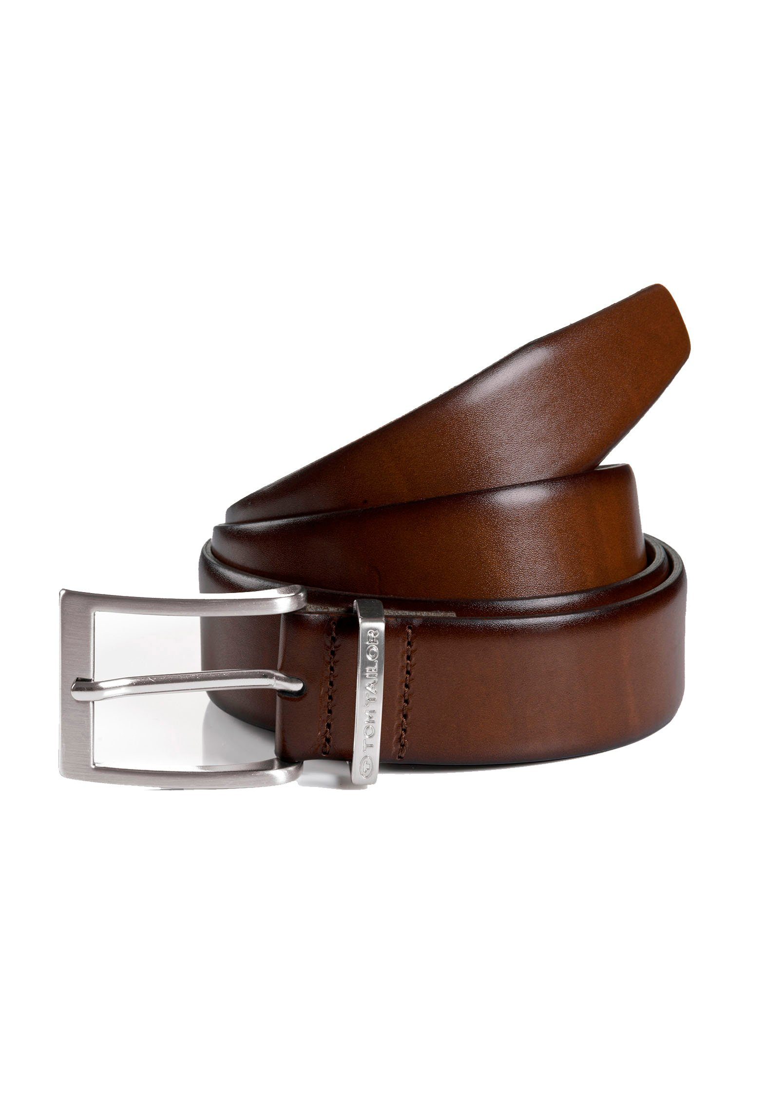 Tom Tailor Leren riem TTBILL 3.5 cm brede herenriem, vrijetijd- en pakriem, tot maat 120 heren riemen maat 85 bruin