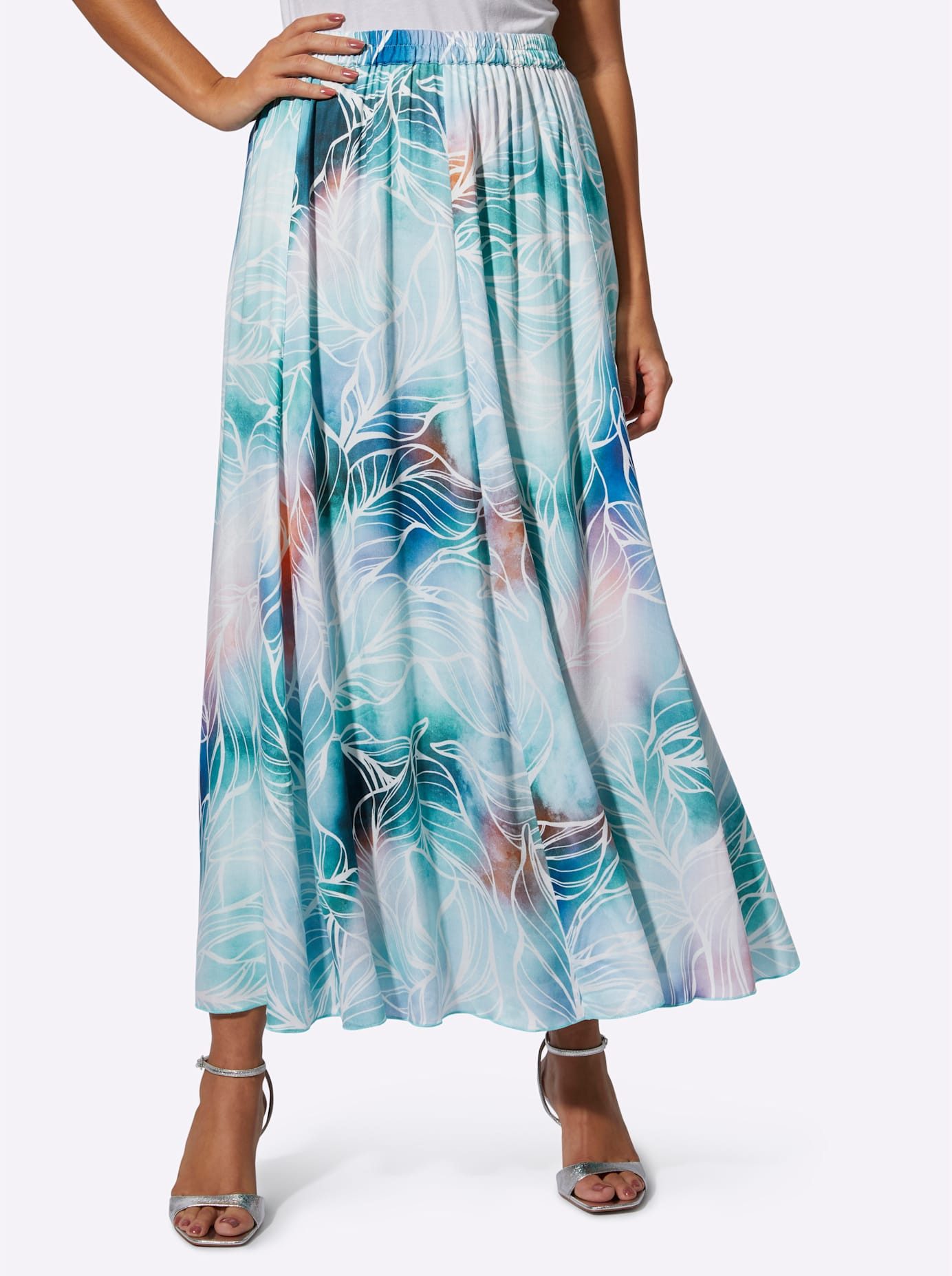 Creation L Satijnen rok dames lange rokken maat 40 blauw