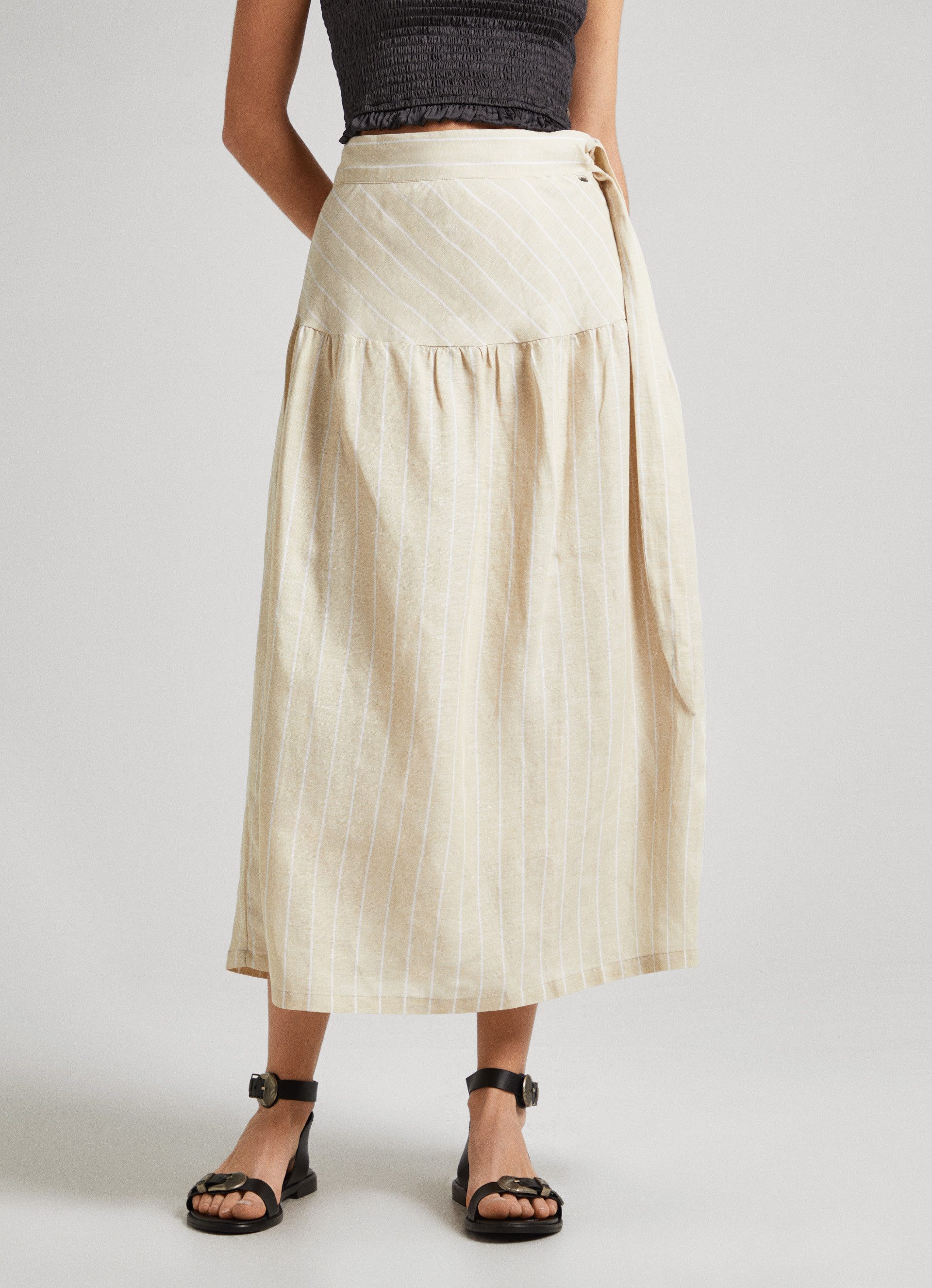 Pepe Jeans Midirok Effie van zomerse linnenmix