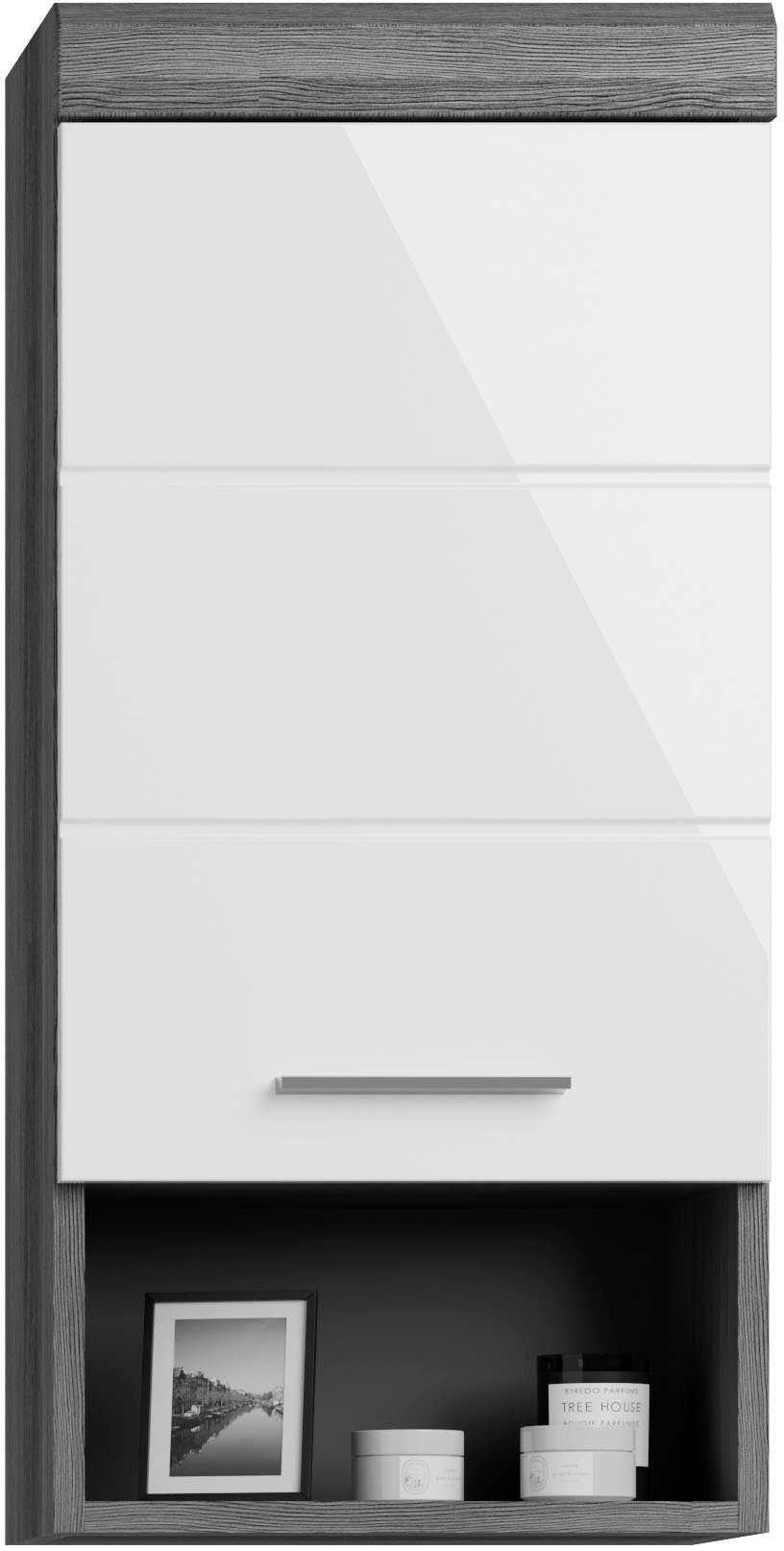 INOSIGN Badmeubelset Siena, 5-delig, bestaande uit: Hoge kast, WBU, spiegel, onderkast, hangkast (set, 5 stuks)