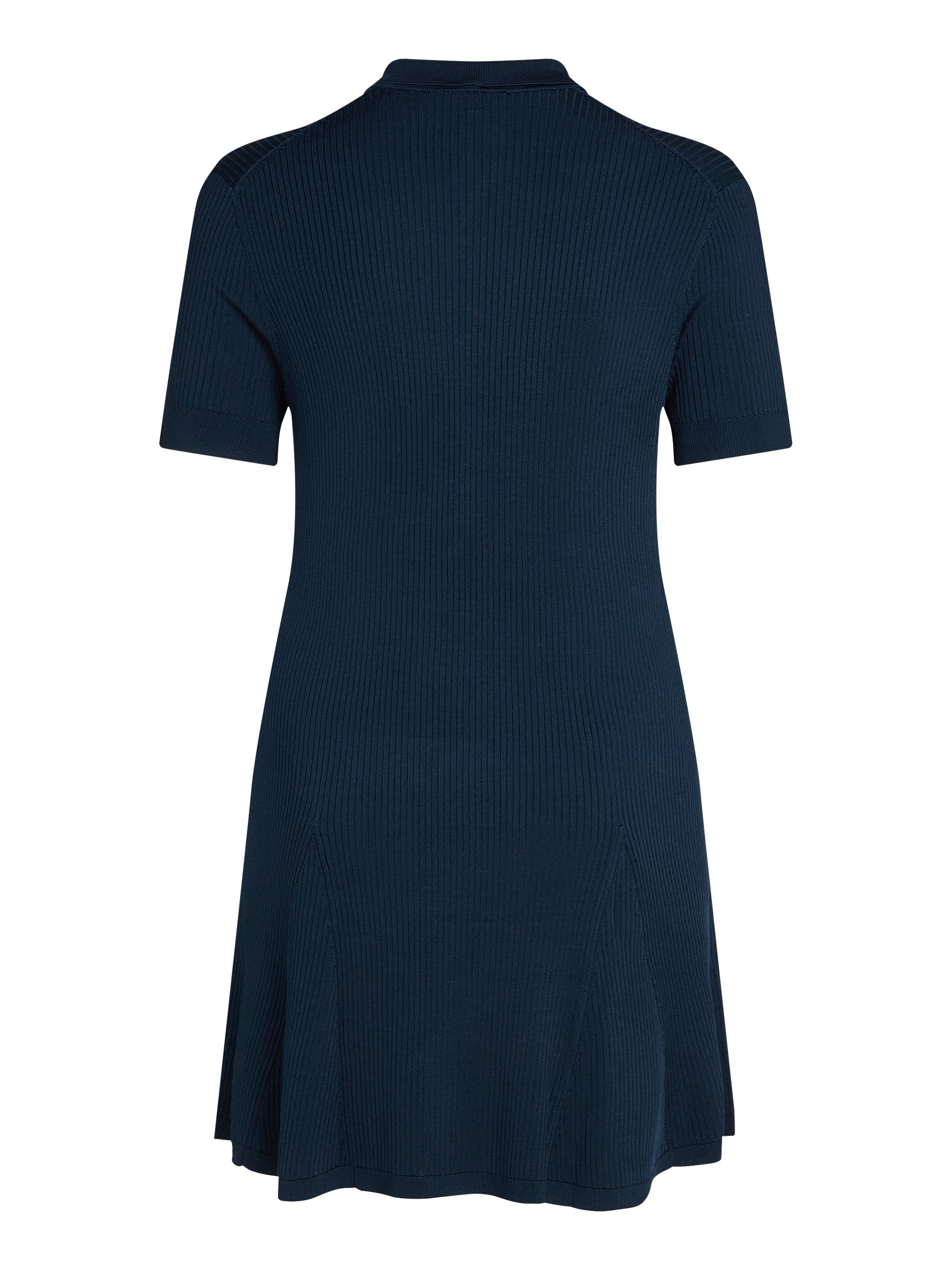 Tommy Hilfiger Curve Gebreide jurk CRV RIB BTN F&F POLO SWT DRESS in grote maten, polokraag, logo-borduursel