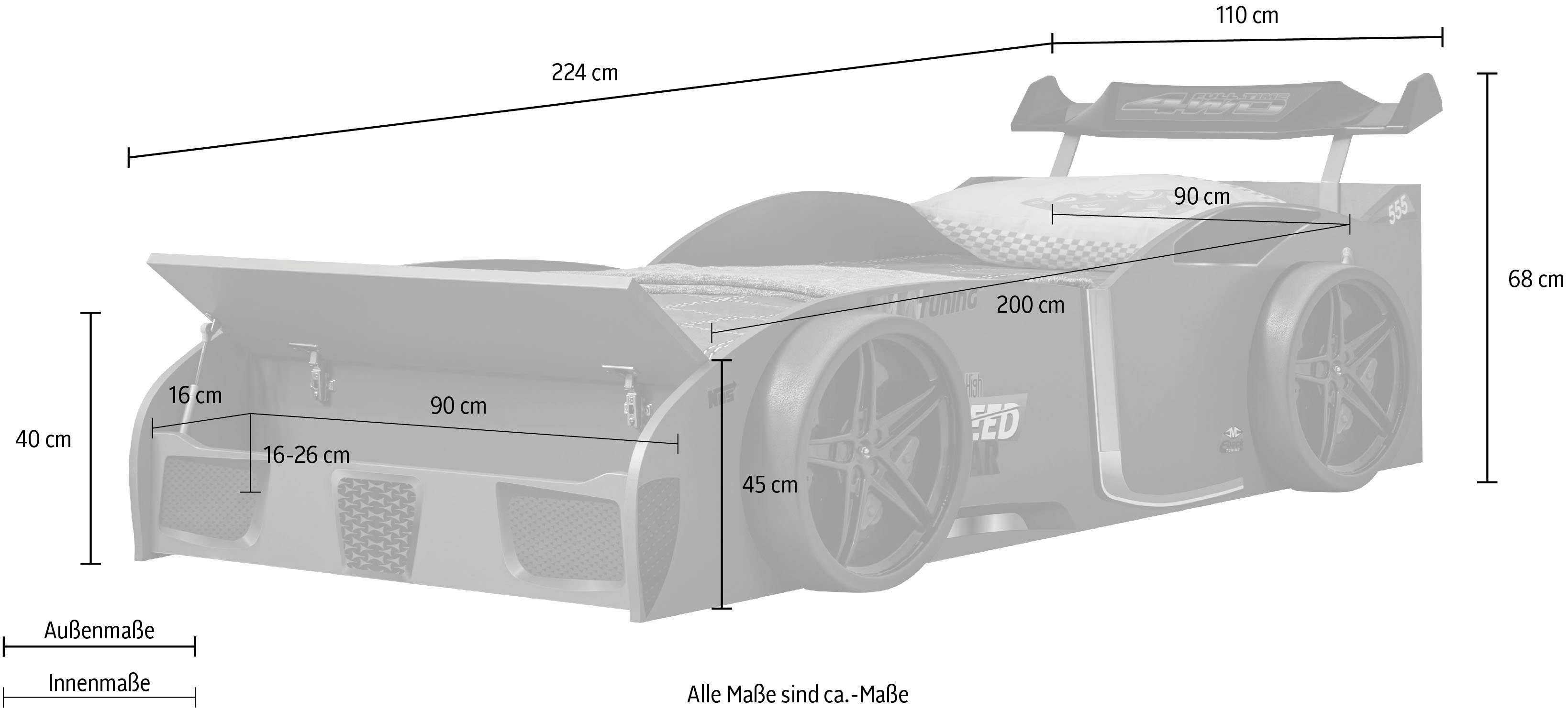 Relita Kinderledikant Eco Bed in vorm auto (autobed) met opbergvak aan de voorkant