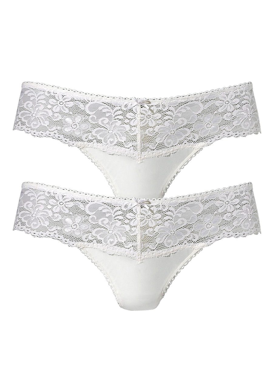 Nuance String Dessous met brede kantband (2 stuks) dames strings maat 40/42 beige